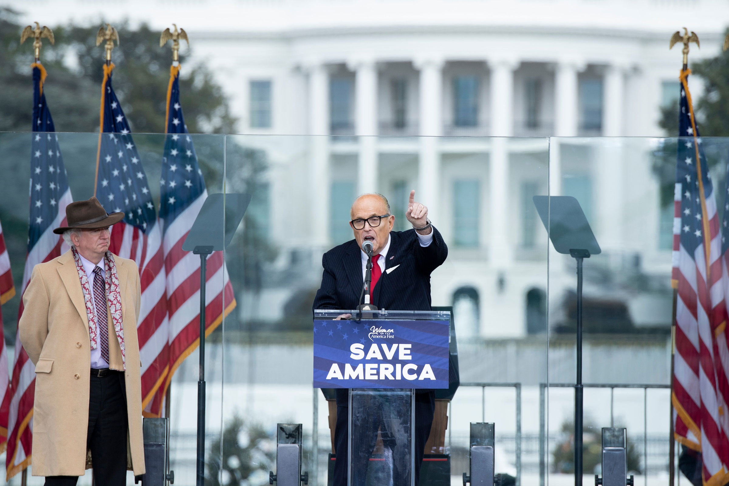 President Donald Trump's personal lawyer Rudy Giuliani speaks to supporters from The Ellipse near the White House, in Washington, D.C. on January 6, 2021. (Brendan Smialowski—APF/Getty Images)