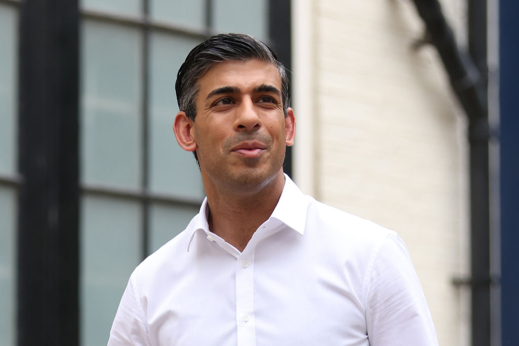 Rishi Sunak, former Chancellor of the Exchequer, leaves his home on July 9, 2022 after launching his campaign to be the next leader of Britain's Conservative Party. (Hollie Adams—Getty Images)