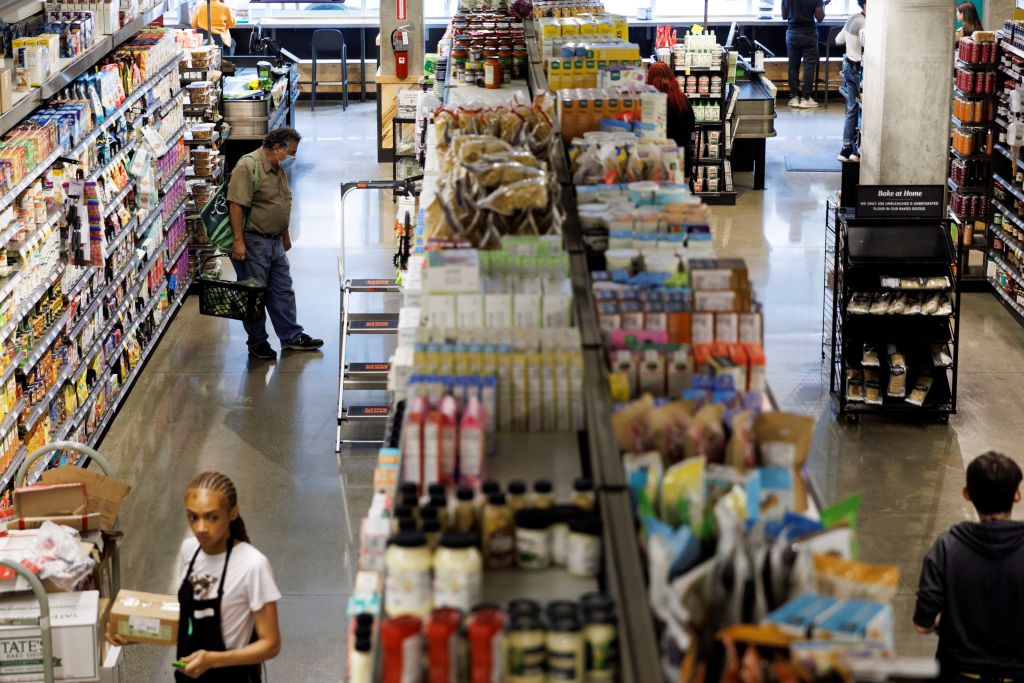 Customers shop at a supermarket in Washington, D.C., the United States, on July 13, 2022. (Photo by Ting Shen/Xinhua via Getty Images) (Ting Shen—Xinhua/Getty Images)