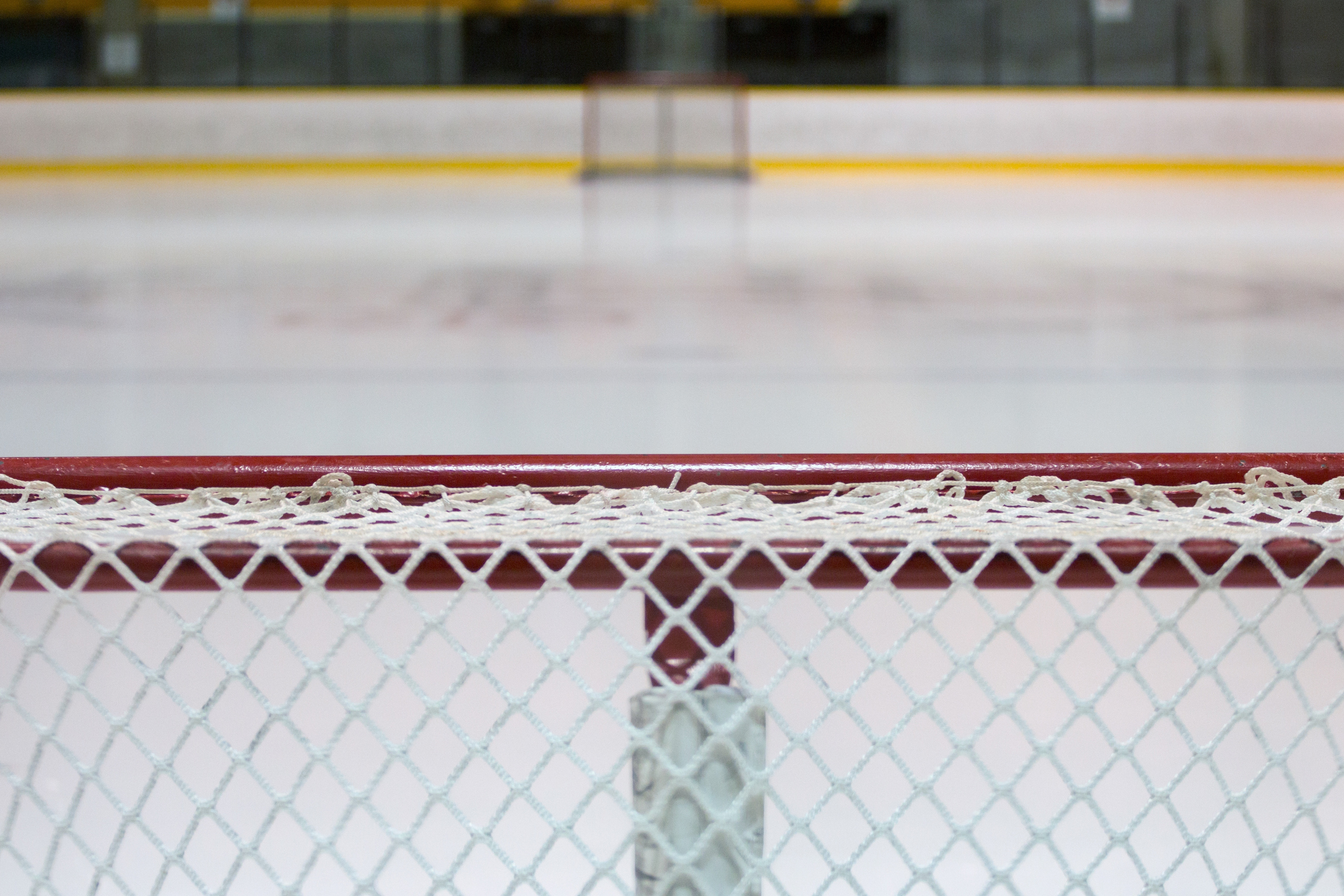 Close-Up Of Goal Post At Ice Hockey Rink