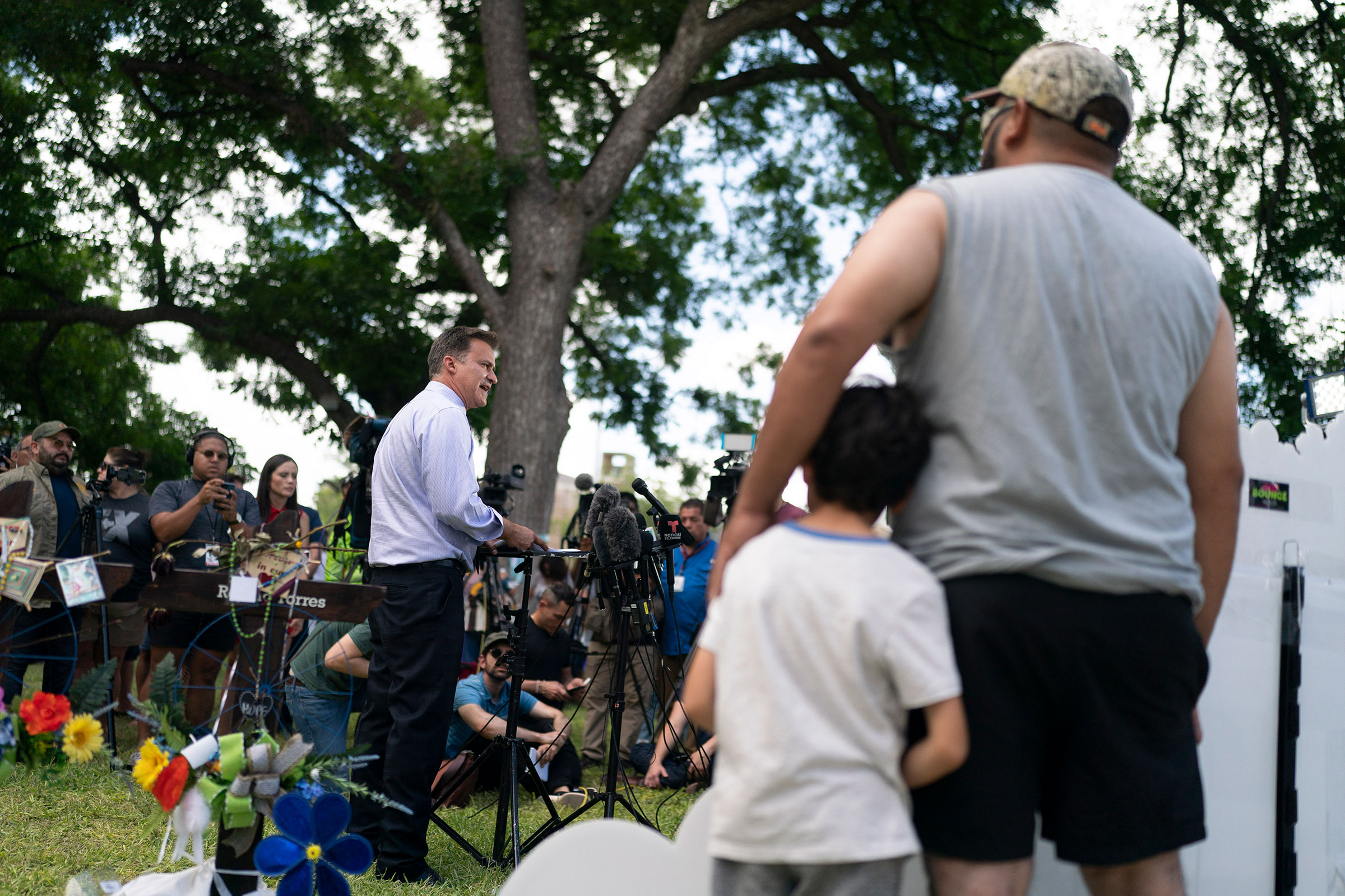 Texas state Sen. Roland Gutierrez speaks during a news conference at a town square in Uvalde, on June 2. (Jae C. Hong—AP)