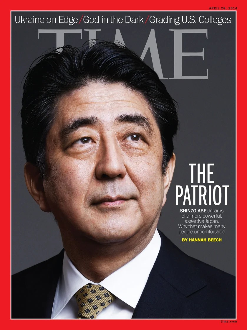Shinzo Abe on the cover of the April 28, 2014, issue of TIME. (Photograph by Takashi Osato for TIME)