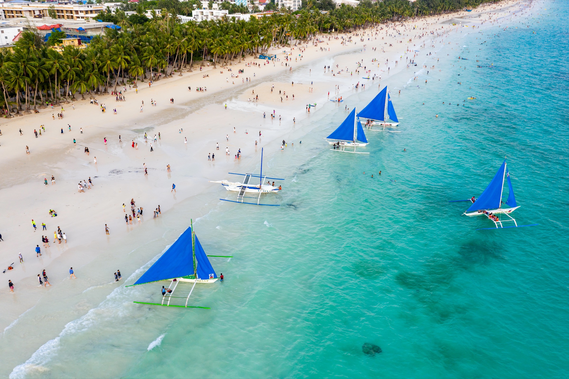 An aerial view of White Beach, Boracay in the Philippines. (RDW Aerial Imaging—Alamy)