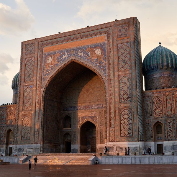 Tilya-Kori Madrasa in the Silk Road city of Samarkand, Uzbekistan.