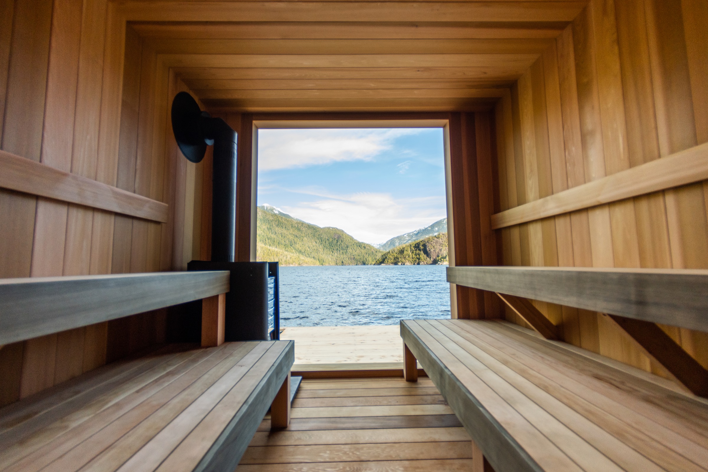 The floating sauna at Tofino Resort + Marina in Tofino, British Columbia. (Jill Salter)