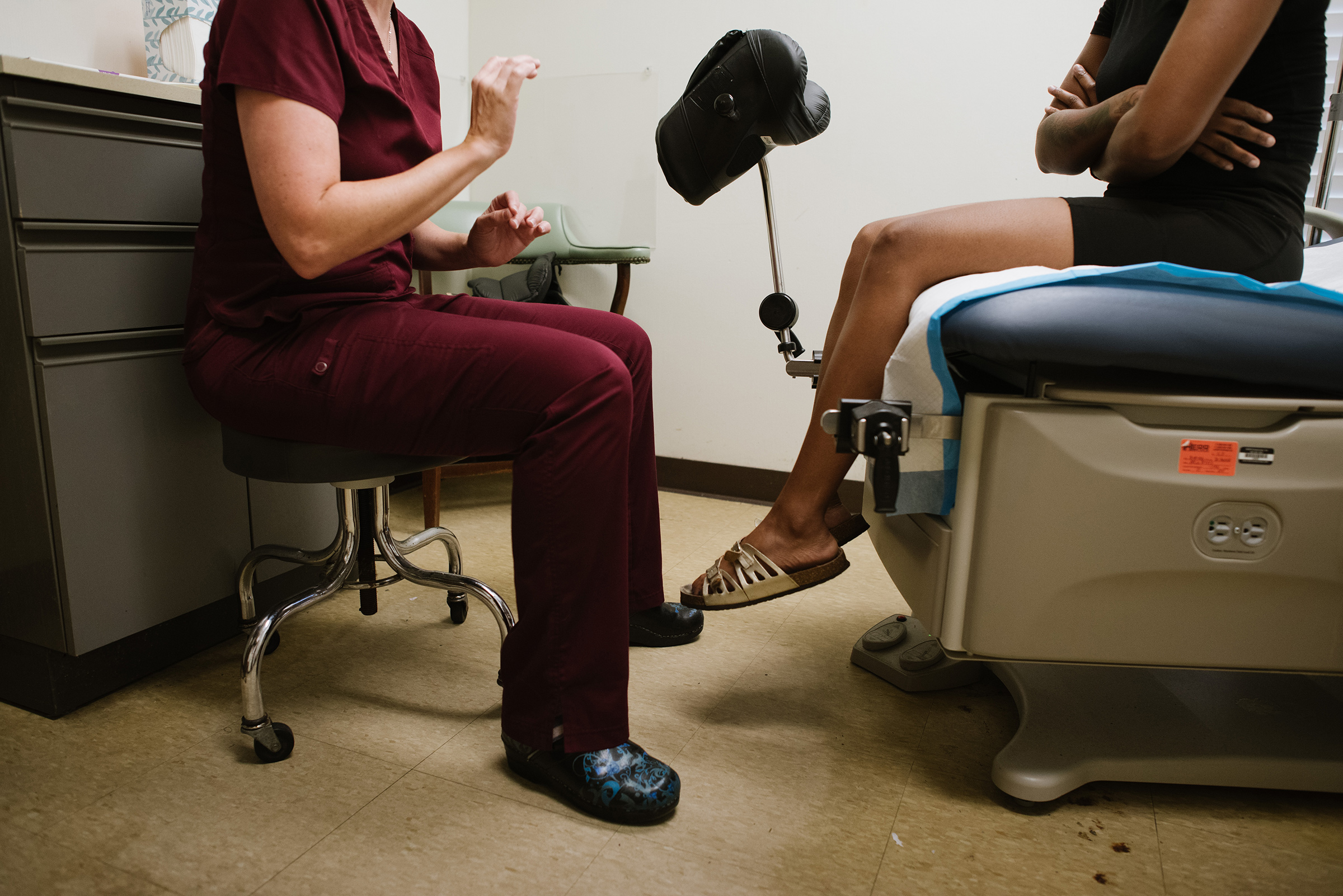 Dr. Leah Torres meets with a patient receiving an IUD on July 21. (Lucy Garrett for TIME)