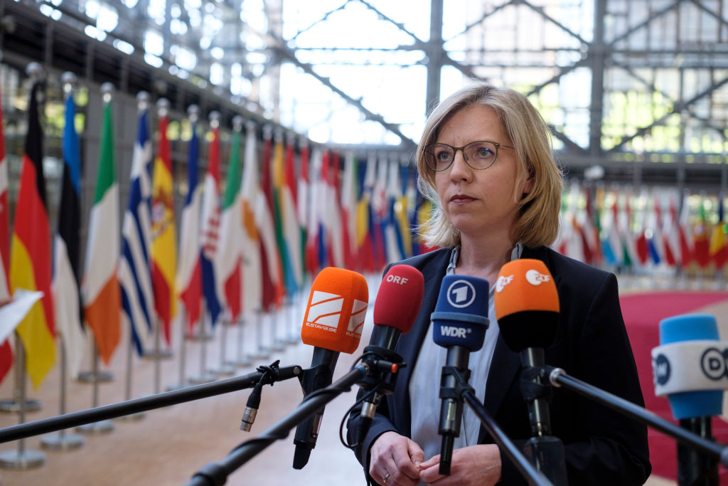 Austrian Minister of Climate Action, Environment, Energy, Mobility, Innovation and Technology Leonore Gewessler in Brussels, Belgium, on May 2, 2022. (Thierry Monasse—Getty Images)