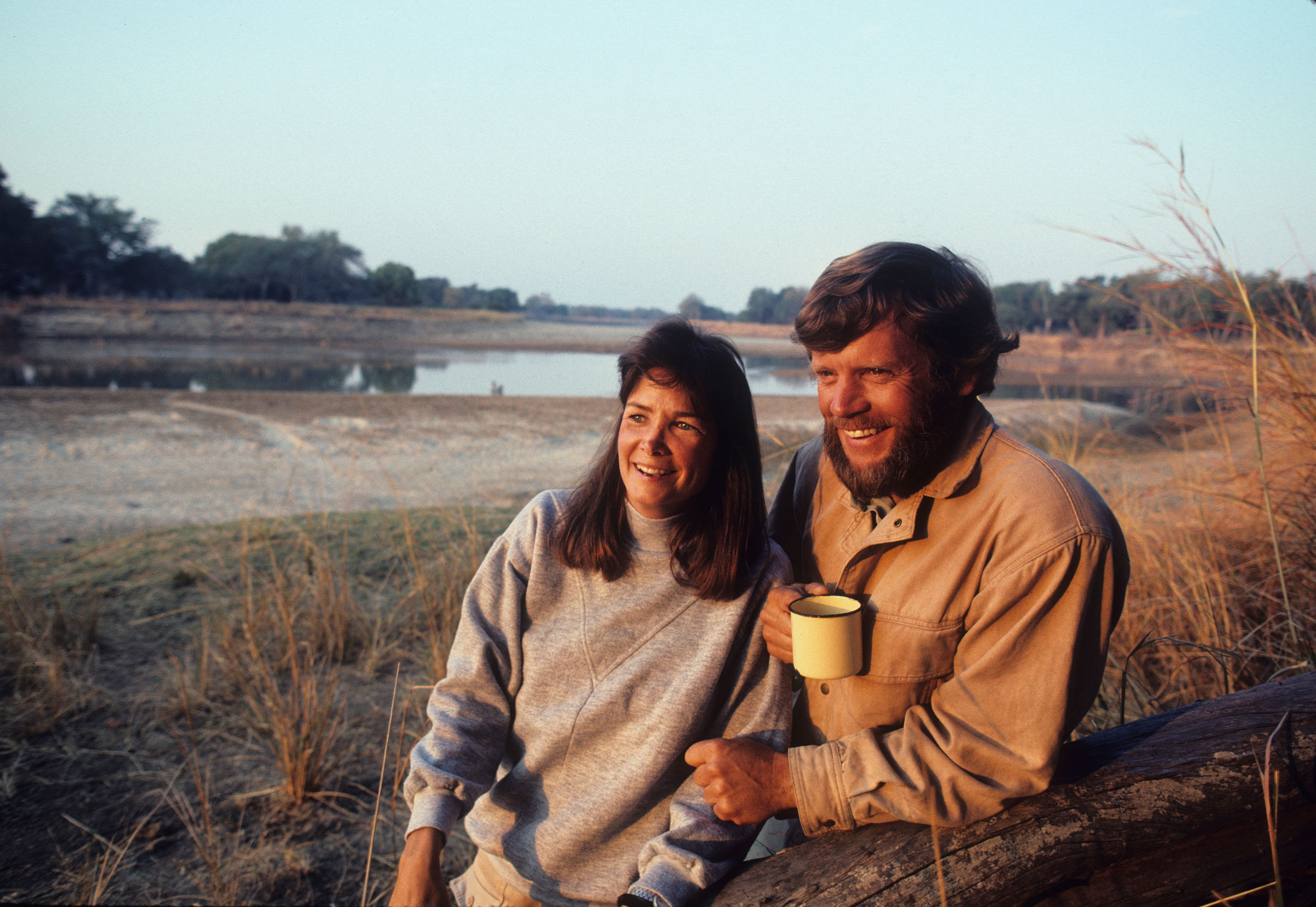 Mark and Delia Owens in the North Luangwa National Park in Zambia in Sept. 1990. (William Campbell—Corbis/Getty Images)