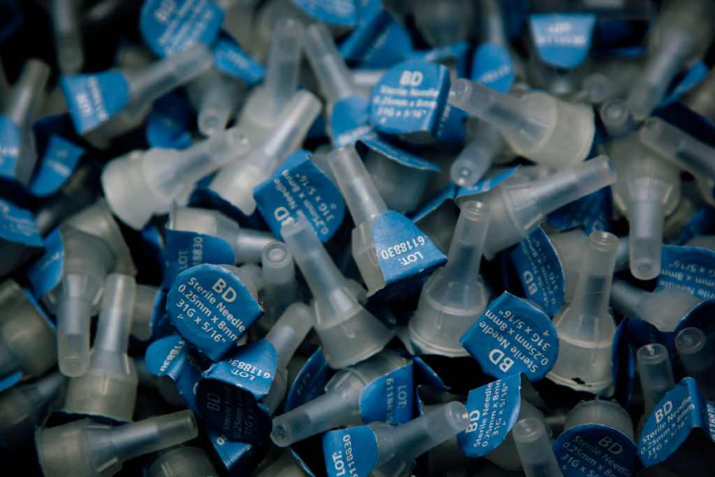 Becton Dickinson And Co. (BD) insulin pen needles are arranged for a photograph in the Brooklyn borough of New York, U.S., on Friday, April 5, 2019. Makers of top-selling insulin products will continue to bear the brunt of Congress' drug-pricing efforts in 2019 as diabetes remains a source of frustration to policy makers in both parties. (Alex Flynn-Bloomberg/Getty Images)