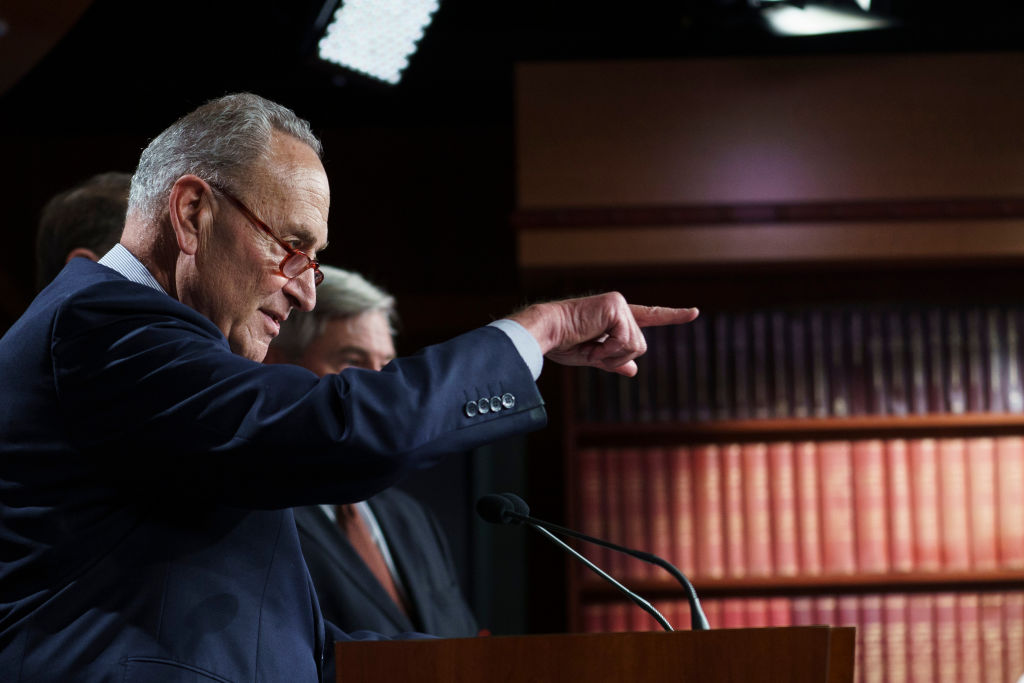 Senate Majority Leader Chuck Schumer speaks during a news conference for the CHIPS and Science Act at the U.S. Capitol in Washington, D.C., US, on Tuesday, Aug. 2, 2022. (Sarah Silbiger—Bloomberg/Getty Images)