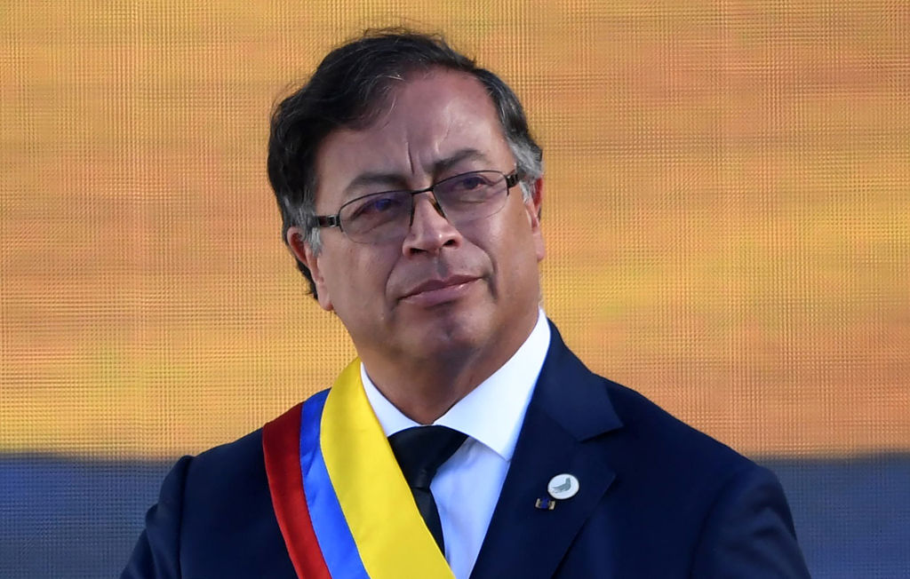 Colombia's new President Gustavo Petro delivers a speech after his inauguration ceremony at Bolivar Square in Bogota, on Aug. 7, 2022. (Juan Barreto—AFP via Getty Images)