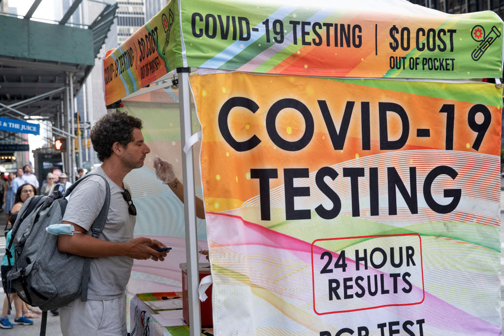 A man is tested at a COVID-19 walk up testing site on July 28, 2022 in New York City. (Liao Pan-China News Service/Getty Images)