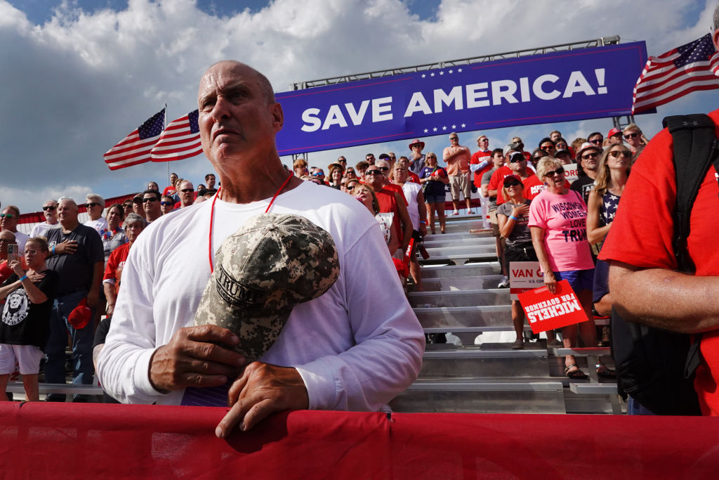 Guests attend a rally with former President Donald Trump on Aug. 05, 2022, in Waukesha, Wisconsin. (Scott Olson—Getty Images)