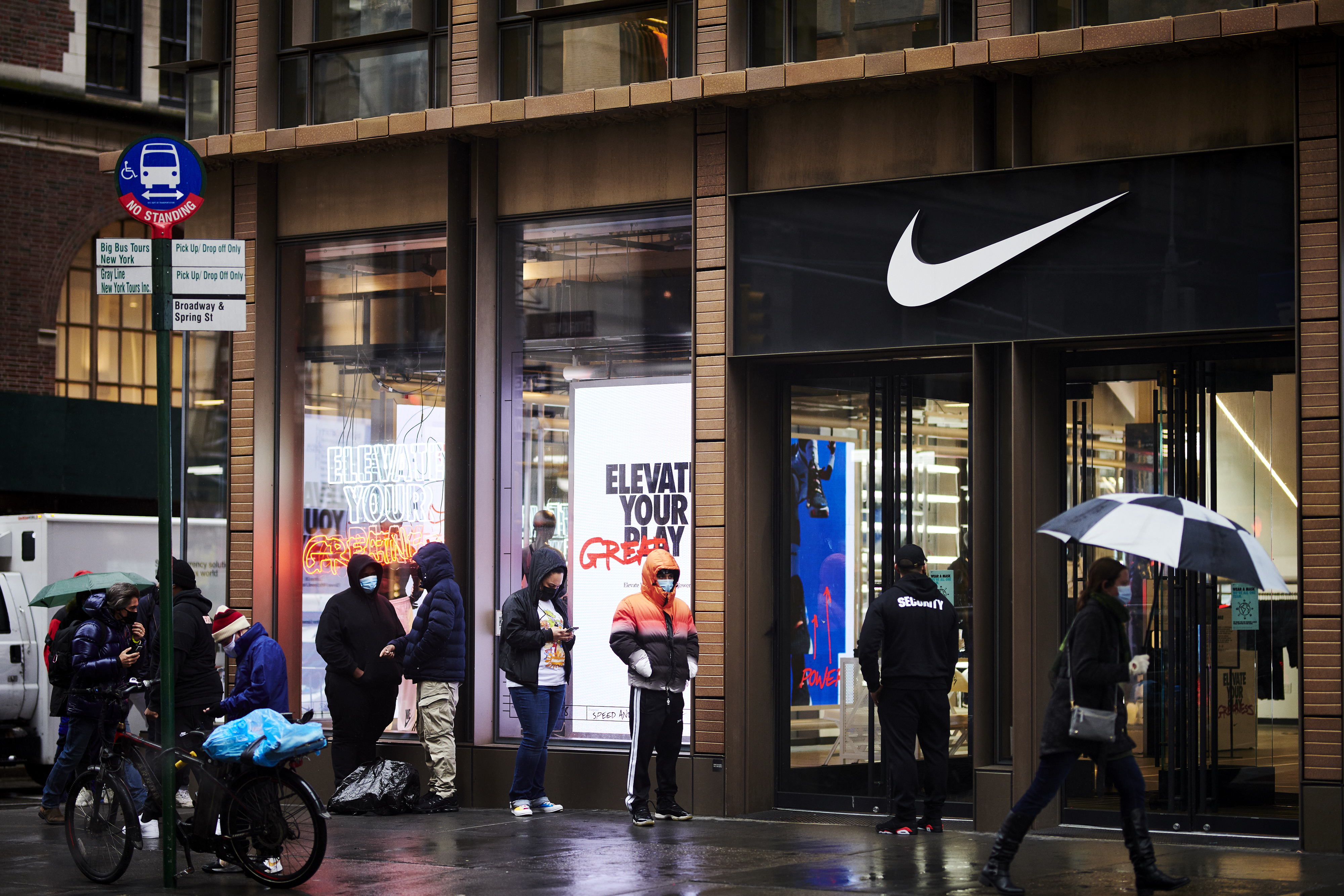 Nike is one of the 55 corporations that paid no federal corporate taxes on their 2020 profits, according to the Institute on Taxation and Economic Policy. (Gabby Jones—Bloomberg via Getty Images)