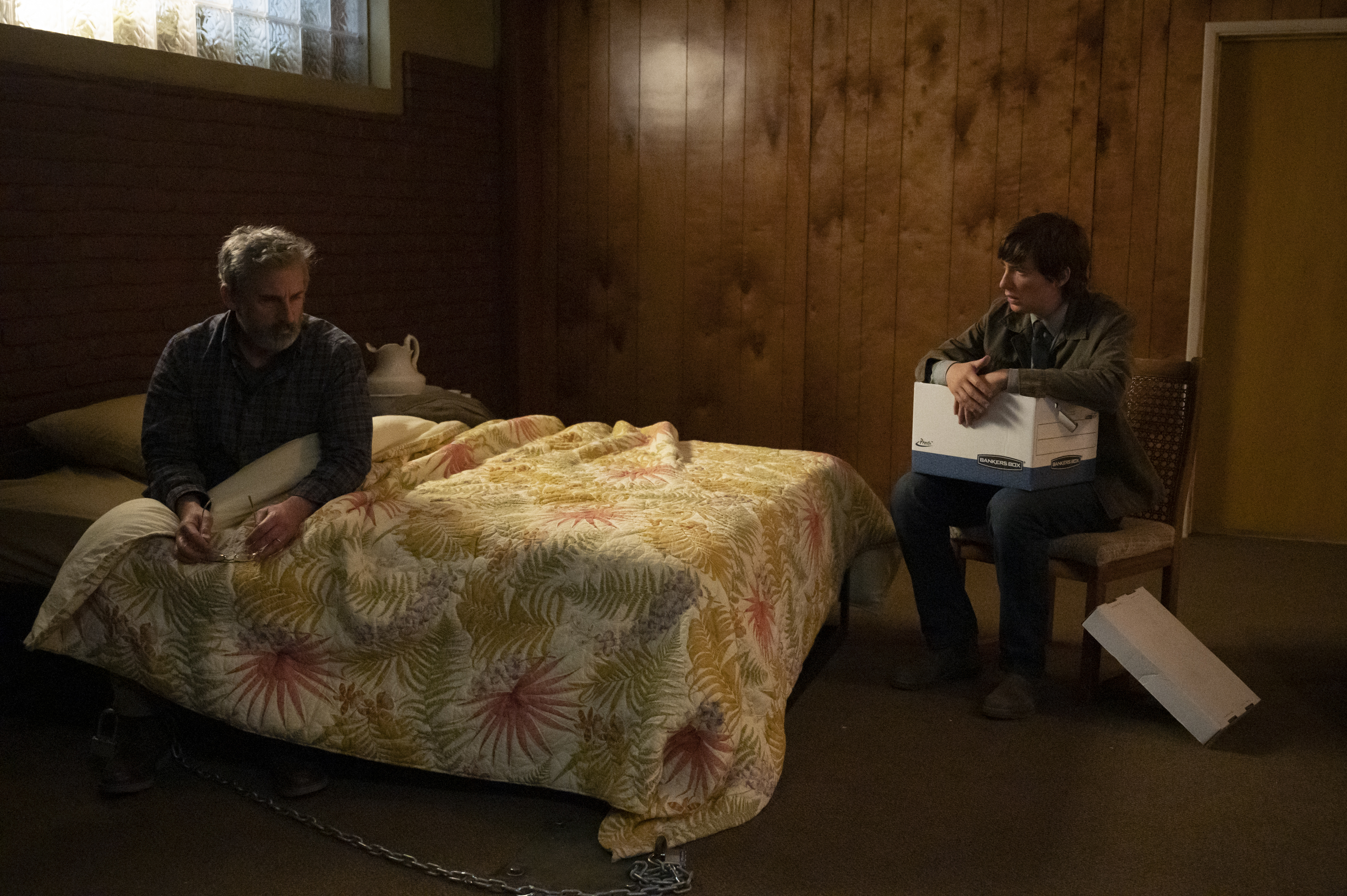 Steve Carell, left, and Domhnall Gleeson in <i>The Patient</i> (Suzanne Tenner—FX)