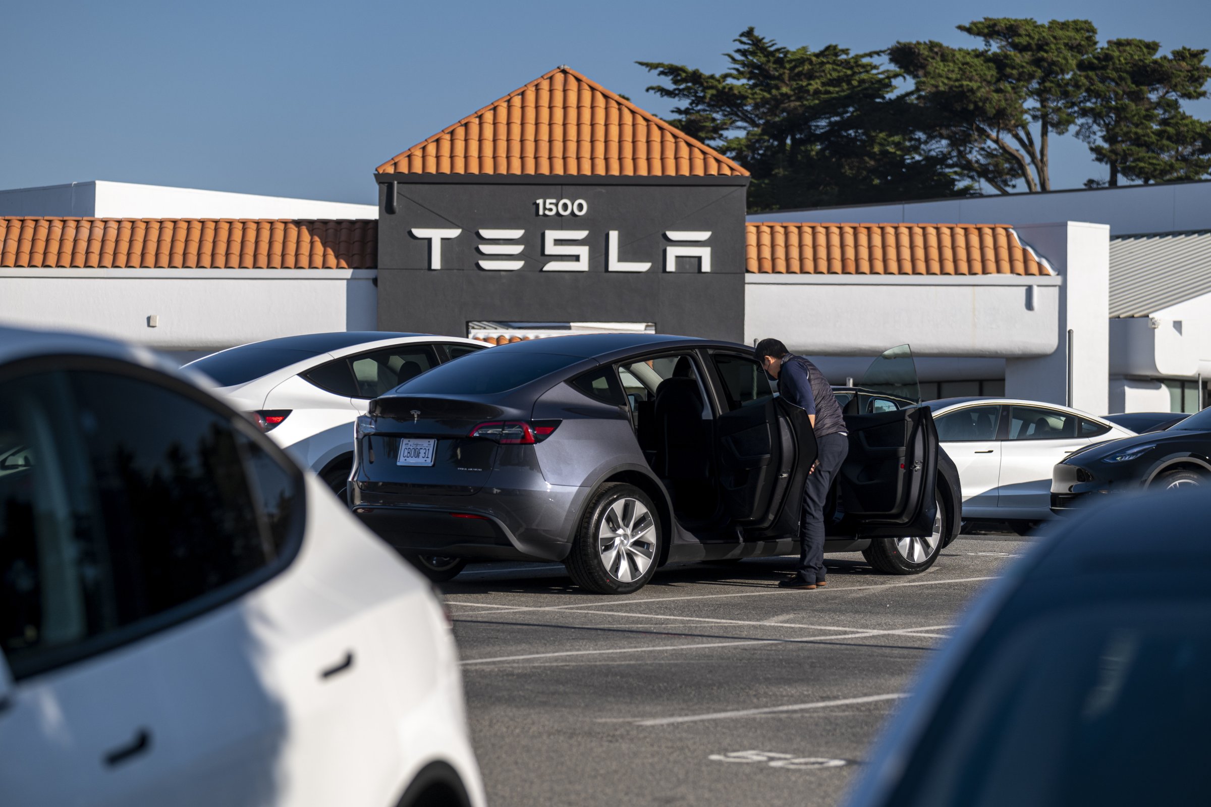 A Tesla dealership in Colma, Calif. on Jan. 26, 2022.