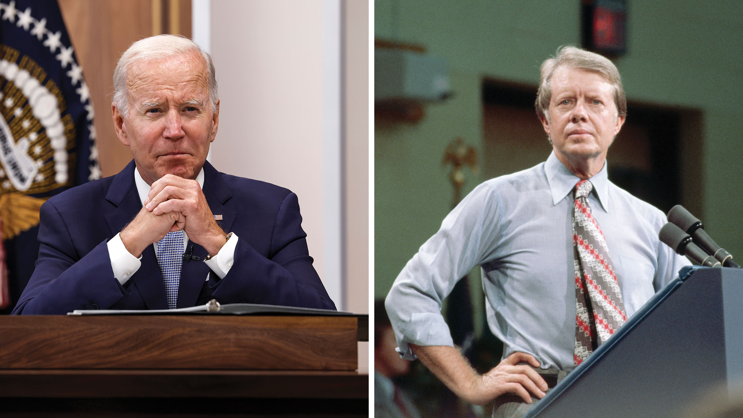 President Joe Biden, left, and President Jimmy Carter, right. (Anna Moneymaker—Getty Images; Wally McNamee—Corbis/Getty Images)