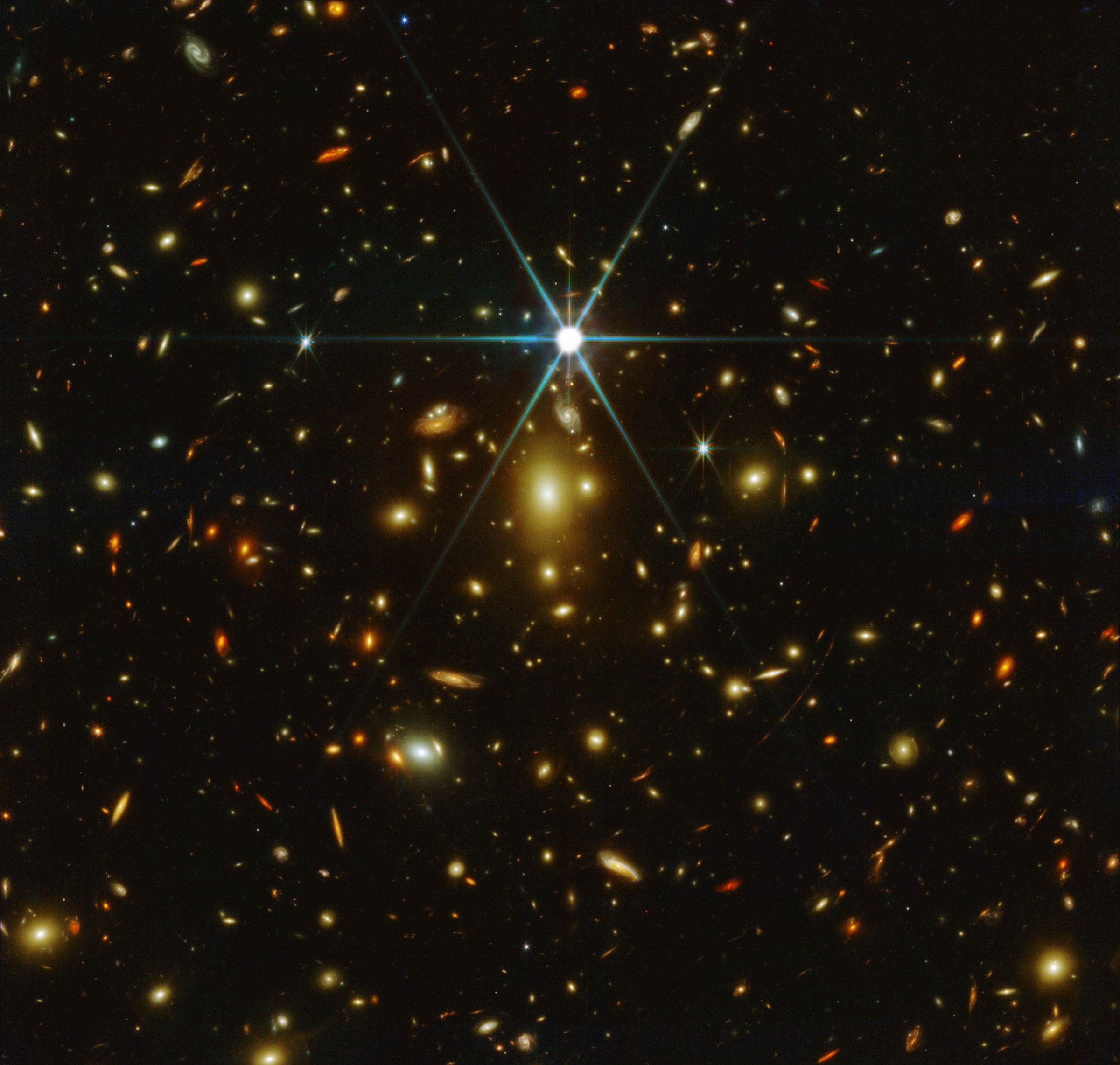 A cluster of galaxies including Earendel, the most distant star known in the universe, captured by the James Webb Space Telescope (NASA/ESA/CSA/STScI)