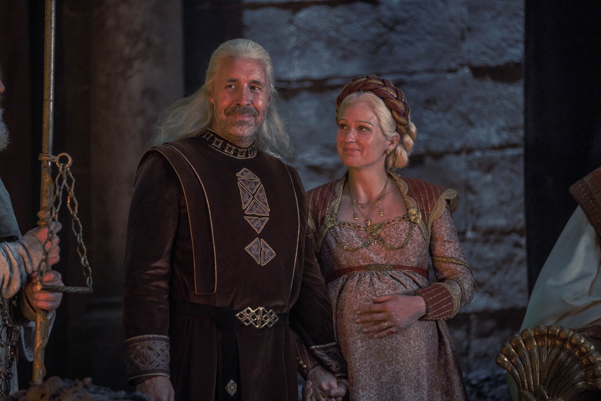 Paddy Considine as King Viserys and Sian Brooke as Queen Aemma in <i>House of the Dragon</i> (Ollie Upton—HBO)