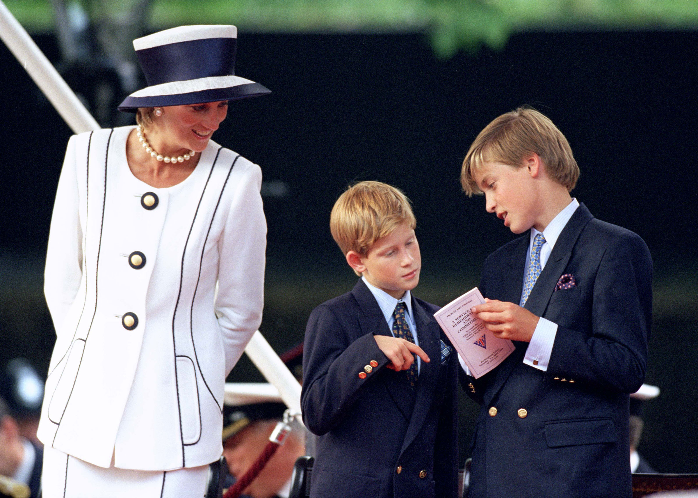Diana with Harry and William, London, 1995. (Antony Jones—Julian Parker/UK Press/Getty Images)