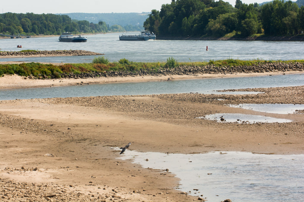 Low Water Levels On The Rhine River In Bad Honnef