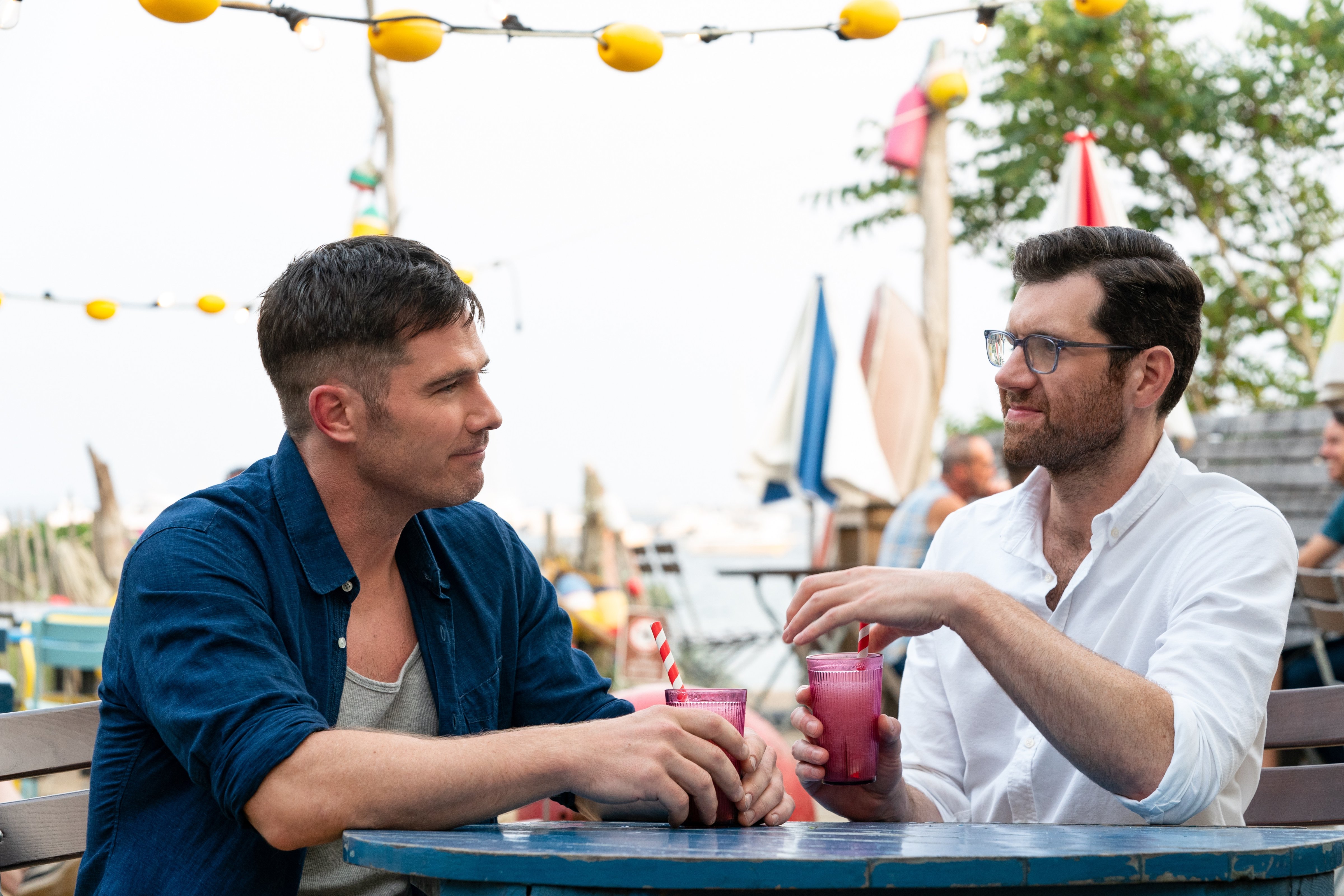 Aaron (Luke Macfarlane) and Bobby (Billy Eichner) in 'Bros' (Nicole Rivelli—Universal Pictures)