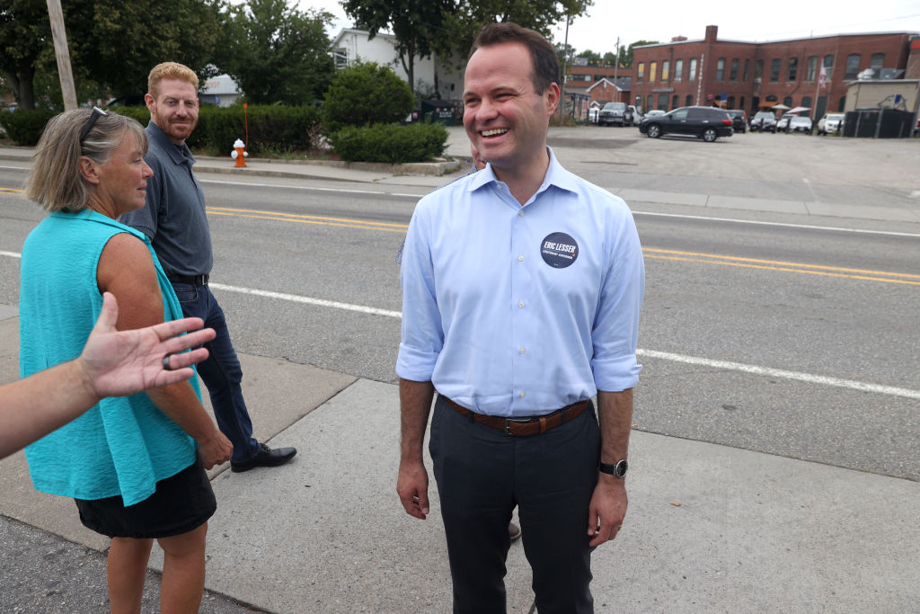 Massachusetts State Senator Eric Lesser, right, lost his bid for the Democratic nomination for lieutenant governor. His candidacy drew the support of former President Barack Obama. (Jonathan Wiggs/The Boston Globe via Getty Images))