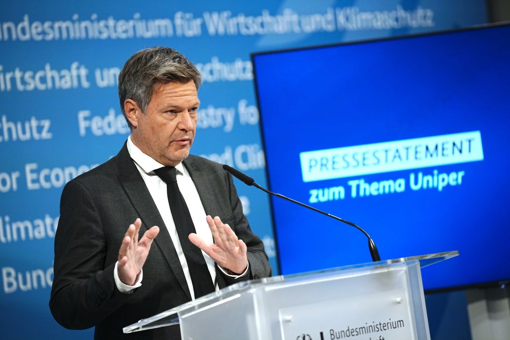 Robert Habeck, Federal Minister for Economic Affairs and Climate Protection, holds a press conference on the takeover of gas importer Uniper. (Kay Nietfeld/Picture Alliance—Getty Images)