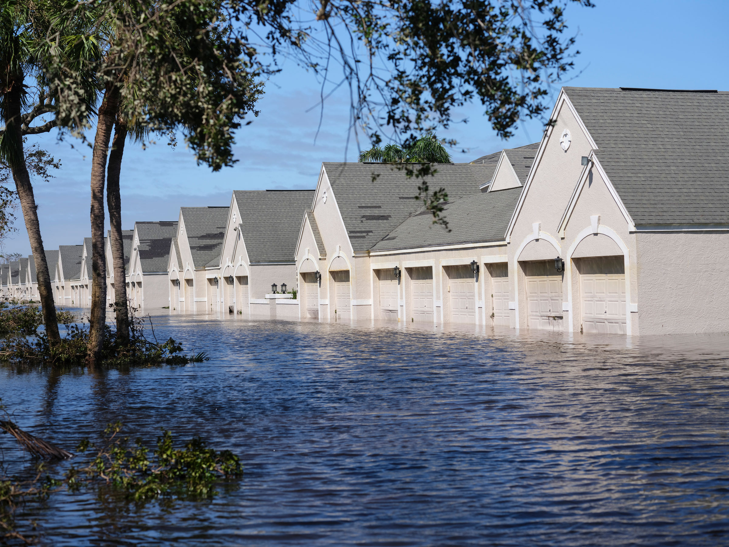Severe flooding from Hurricane Ian is seen against parking garages close to Sanibel Island on Sept. 29. (Christopher Morris for TIME)