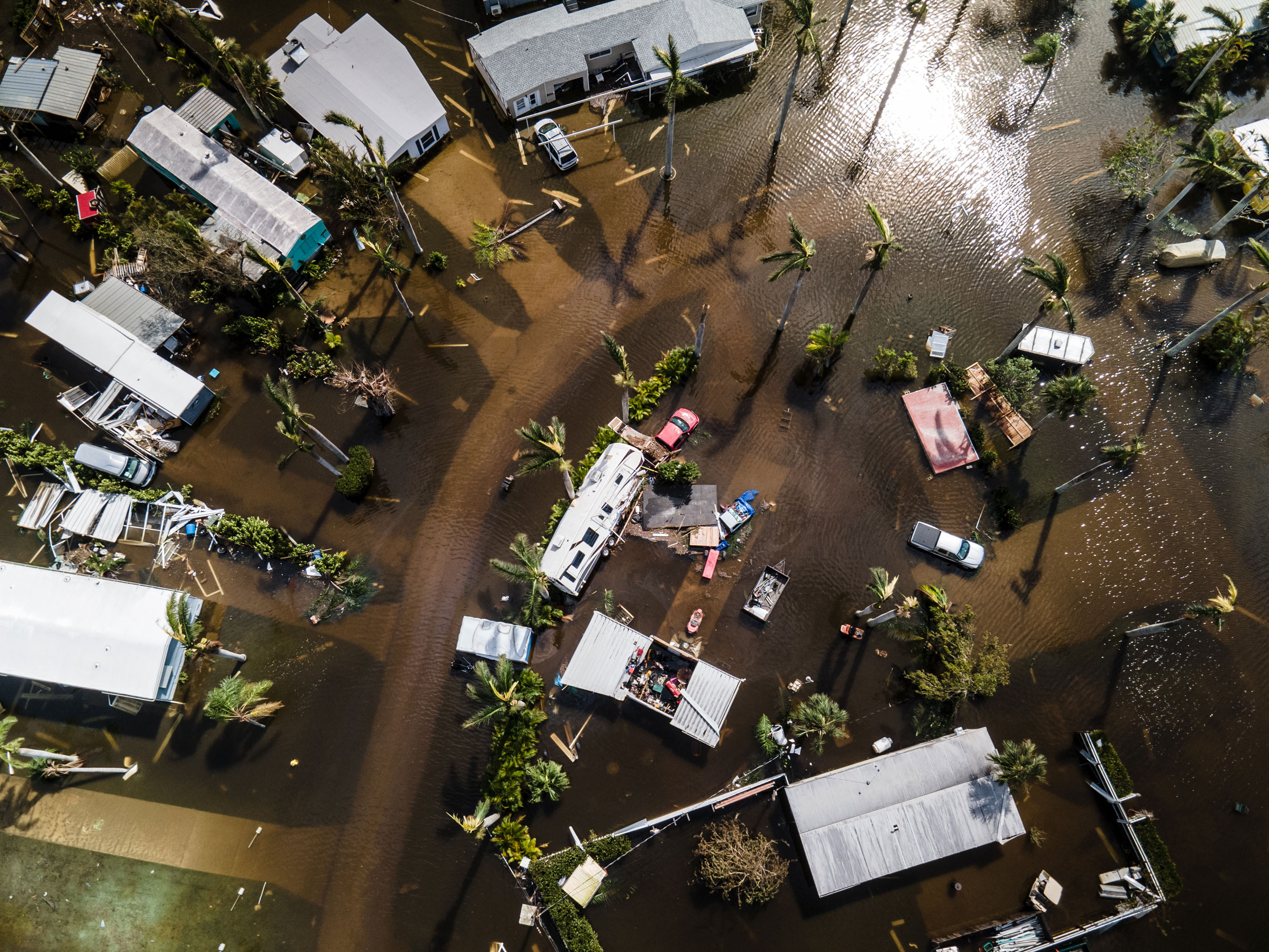Flooding is seen in Fort Myers, Fla., on Sept. 29, 2022, the day after Hurricane Ian hit land. (Christopher Morris for TIME)
