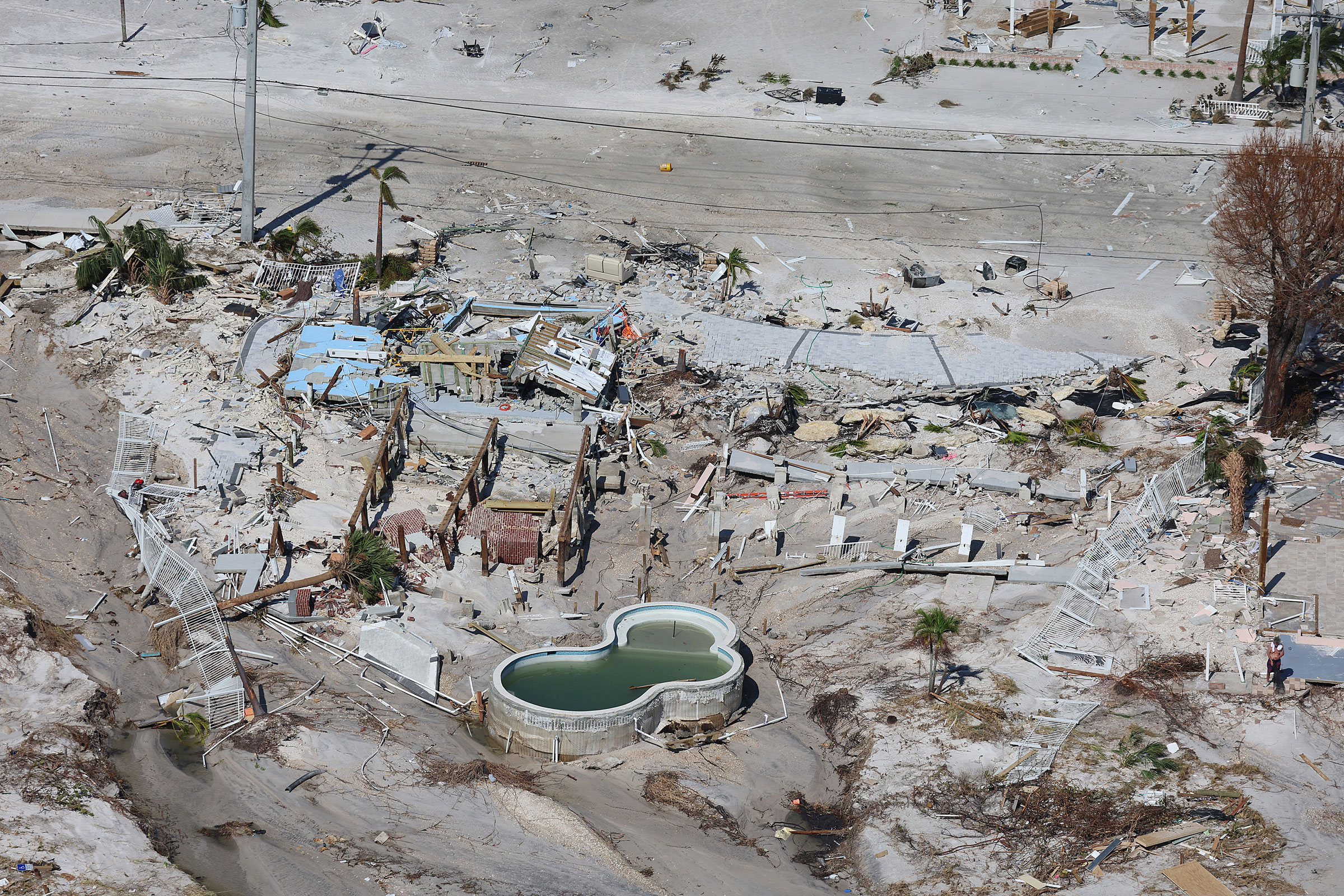 In an aerial view, damaged buildings are seen as Hurricane Ian passed through the area on Sept. 29 in Fort Myers Beach, Fla. (Joe Raedle—Getty Images)