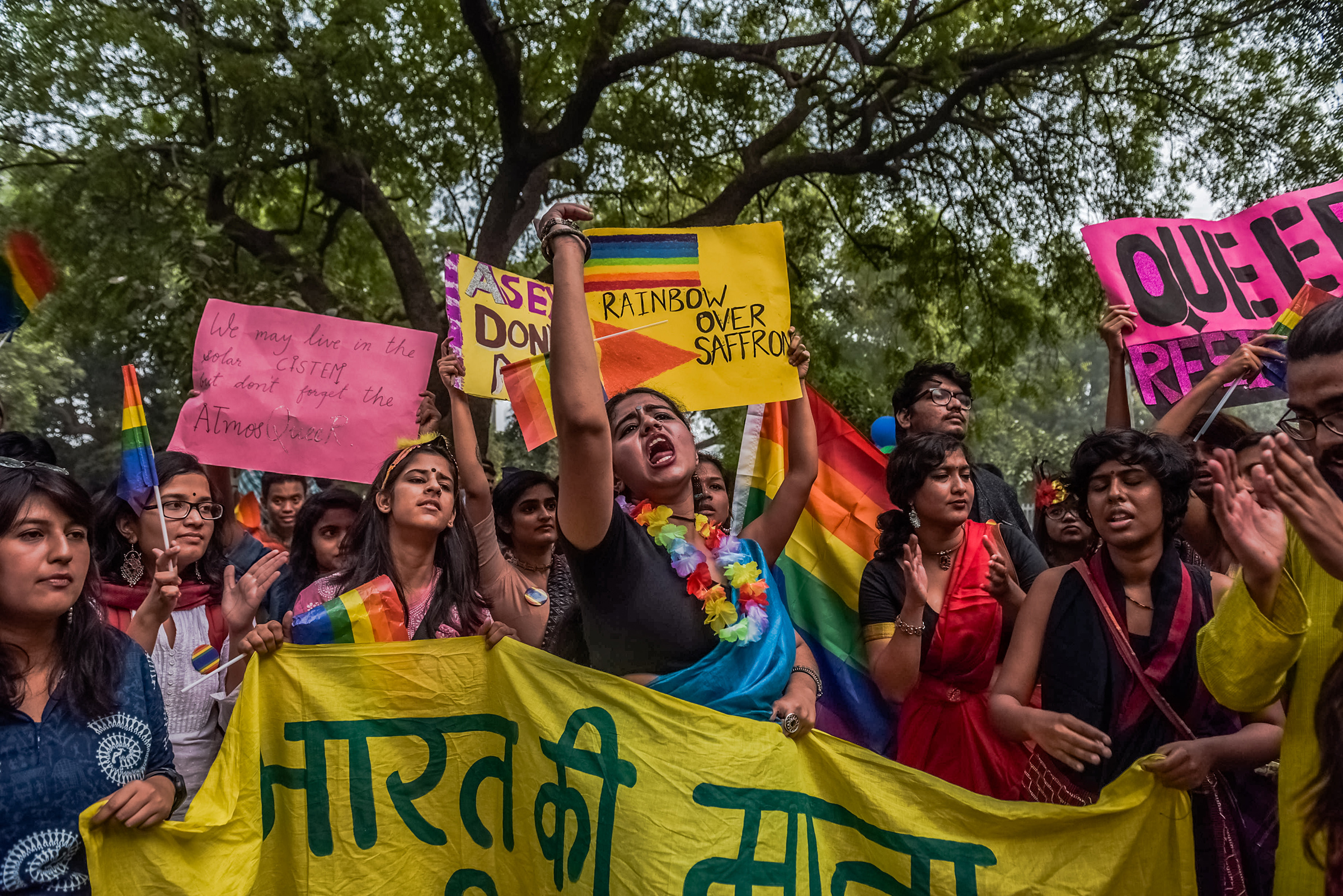 Thousands of supporters at a gay and transgender rights march in New Delhi, November 2017. (Rebecca Conway—The New York Times/Redux)