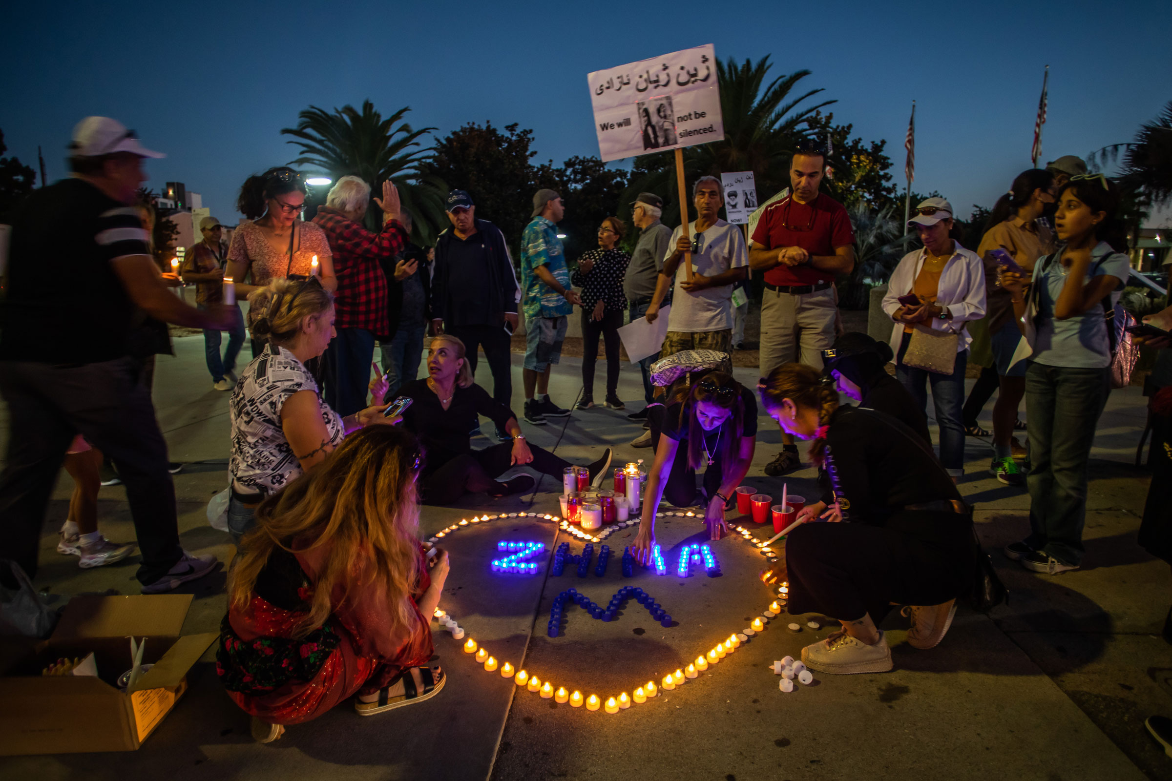 <b>Los Angeles, California </b>Californian Kurds hold a demonstration and candlelight vigil to honor the memory of Mahsa Zhina Amini in front of the Federal Building on Sept. 22, 2022 in Los Angeles. (Apu Gomes—Getty Images)