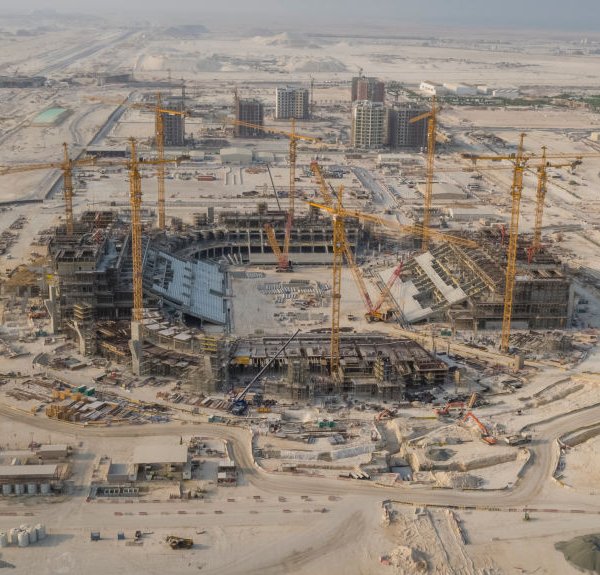 Qatar's 2022 FIFA World Cup Lusail Stadium is seen here under construction. Workers often labor under extreme heat during summer months.