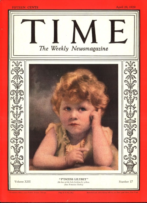 Then-Princess "Lilybet" on the Apr. 29, 1929, cover of TIME