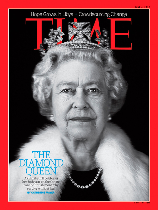Queen Elizabeth on the June 4, 2012, cover of TIME's Europe edition, marking her Diamond Jubilee (EQUANIMITY BY CHRIS LEVINE (ARTIST) AND ROB MUNDAY (HOLOGRAPHER))