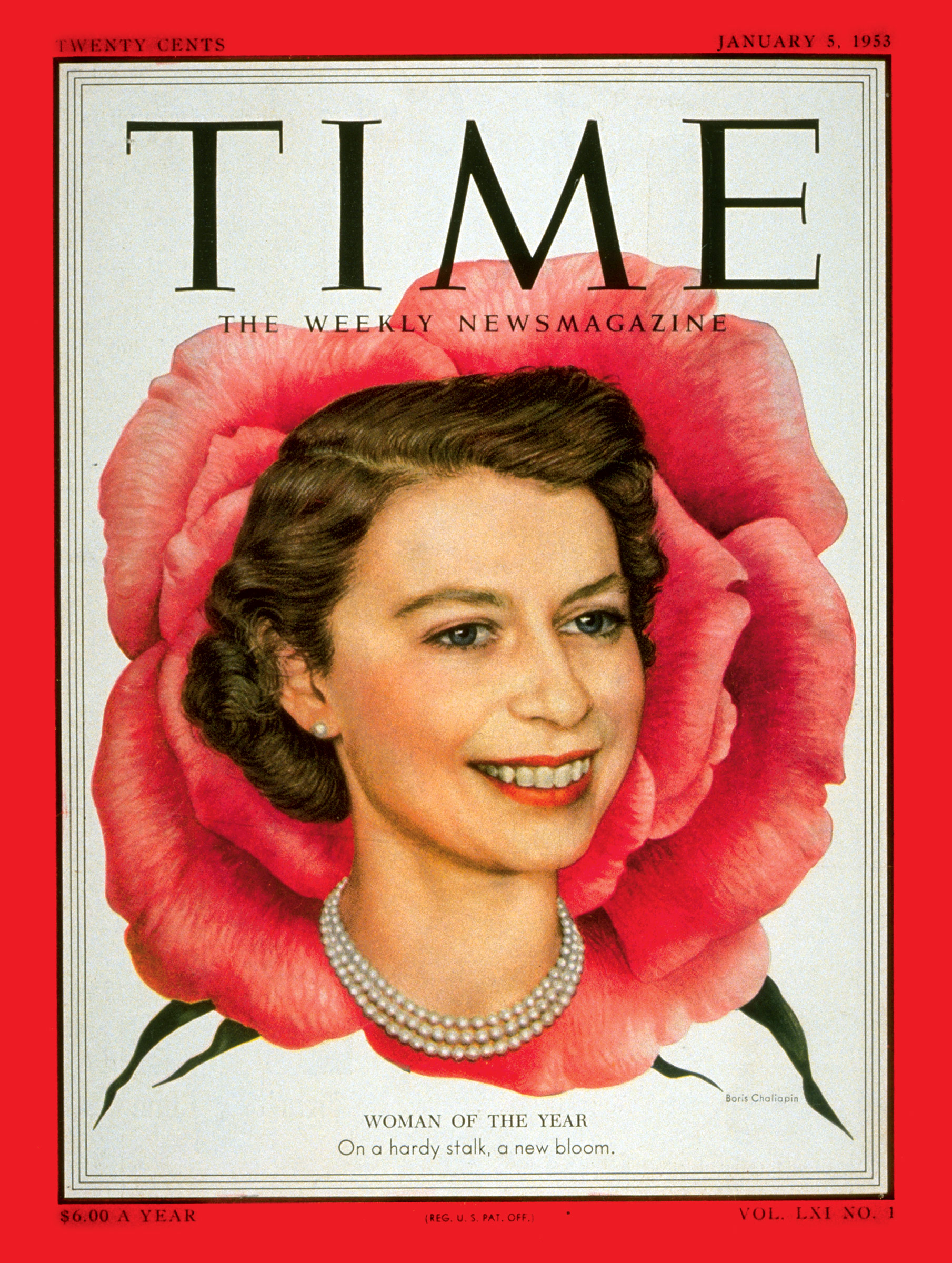 Queen Elizabeth, as Person of the Year for 1952, on the Jan. 5, 1953, cover of TIME (Boris Chaliapin)