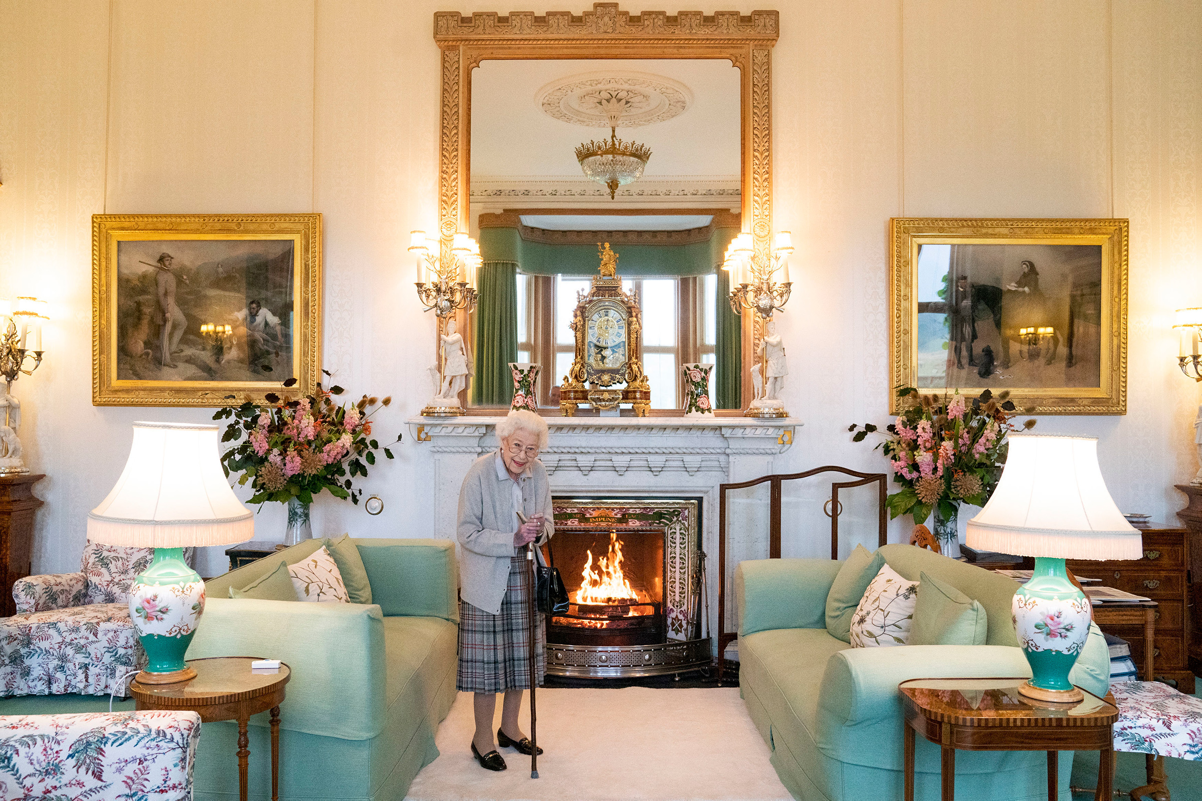 Britain's Queen Elizabeth II waits in the drawing room before receiving Liz Truss for an audience at Balmoral, where Truss has been invited to become prime minister and form a new government, in Aberdeenshire, Scotland, on September 6, 2022. (Jane Barlow— Photo by pool/AP)