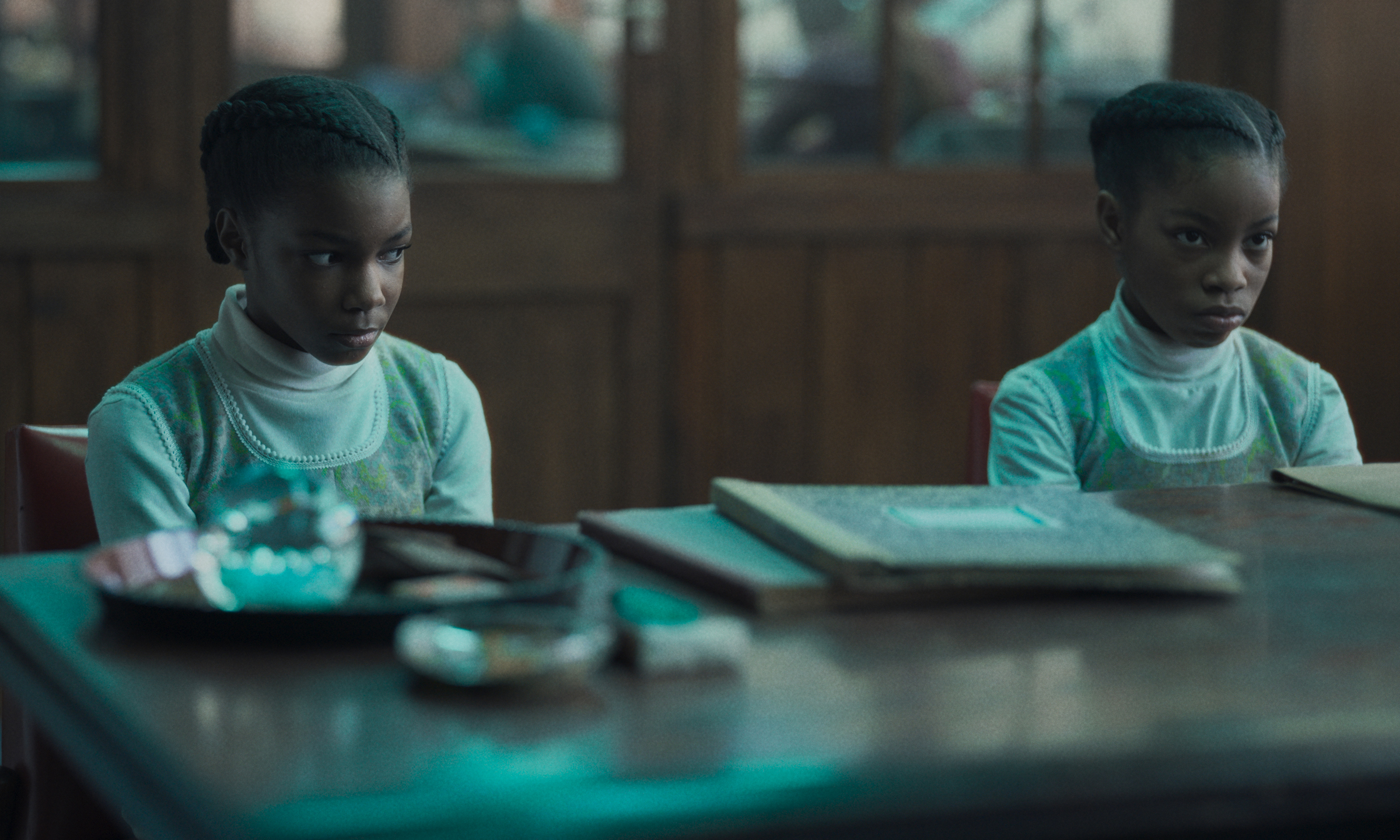 Leah Mondesir Simmons as young June Gibbons and Eva-Arianna Baxter as young Jennifer Gibbons in 'The Silent Twins' (Jakub Kijowski—Focus Features)