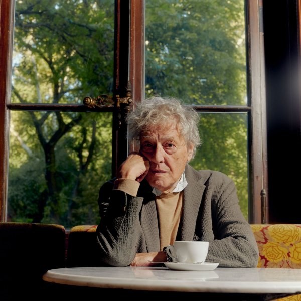 Playwright Tom Stoppard photographed at Cafe Sabarsky in the Neue Galerie on Sept. 15, 2022.