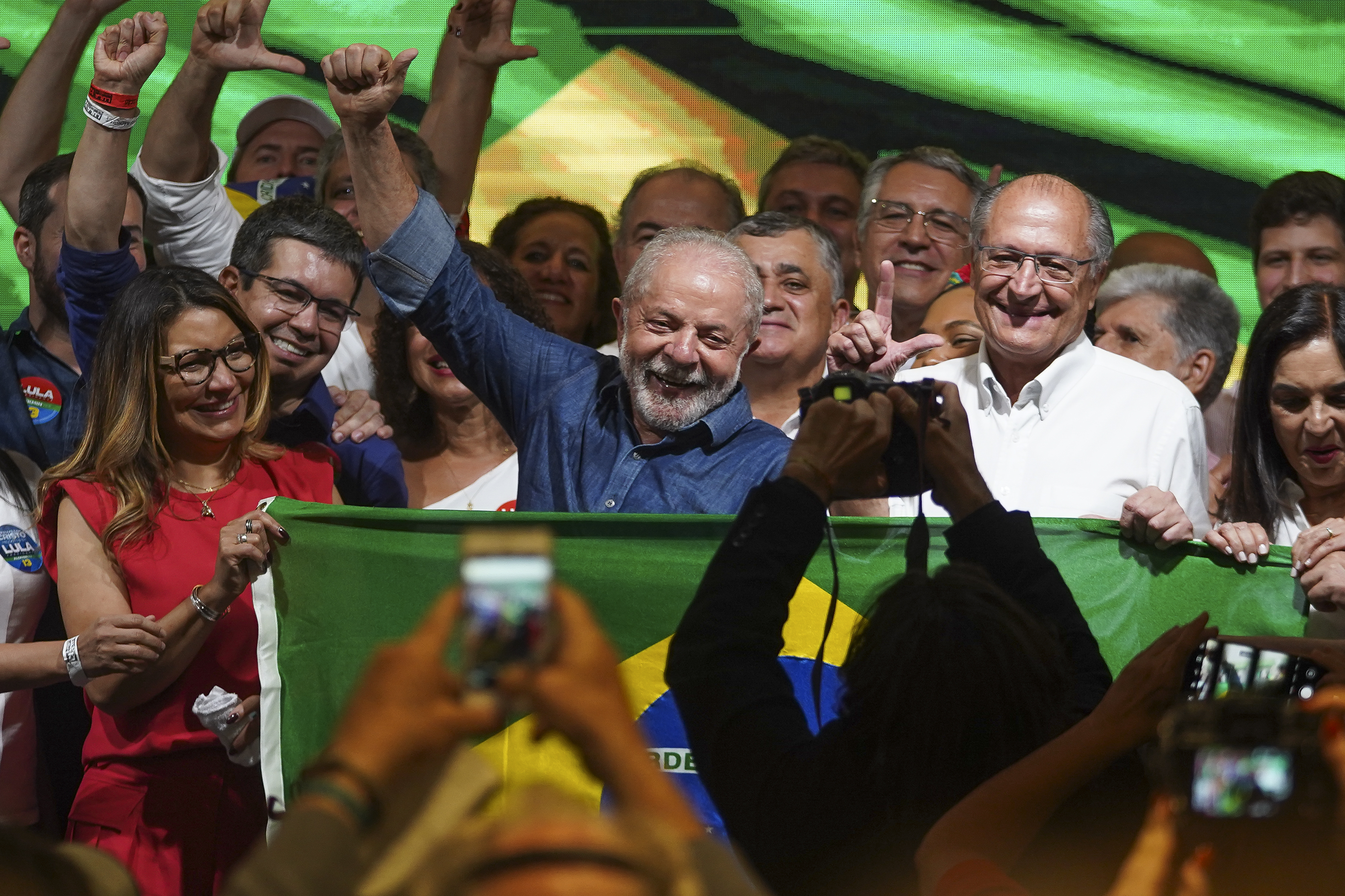 Luiz Inacio Lula da Silva delivers his first speech to the press after his victory over President Bolsonaro, in the city of Sao Paulo, Oct. 29, 2022. (Lincon Zarbietti/picture-alliance/dpa/AP Images)