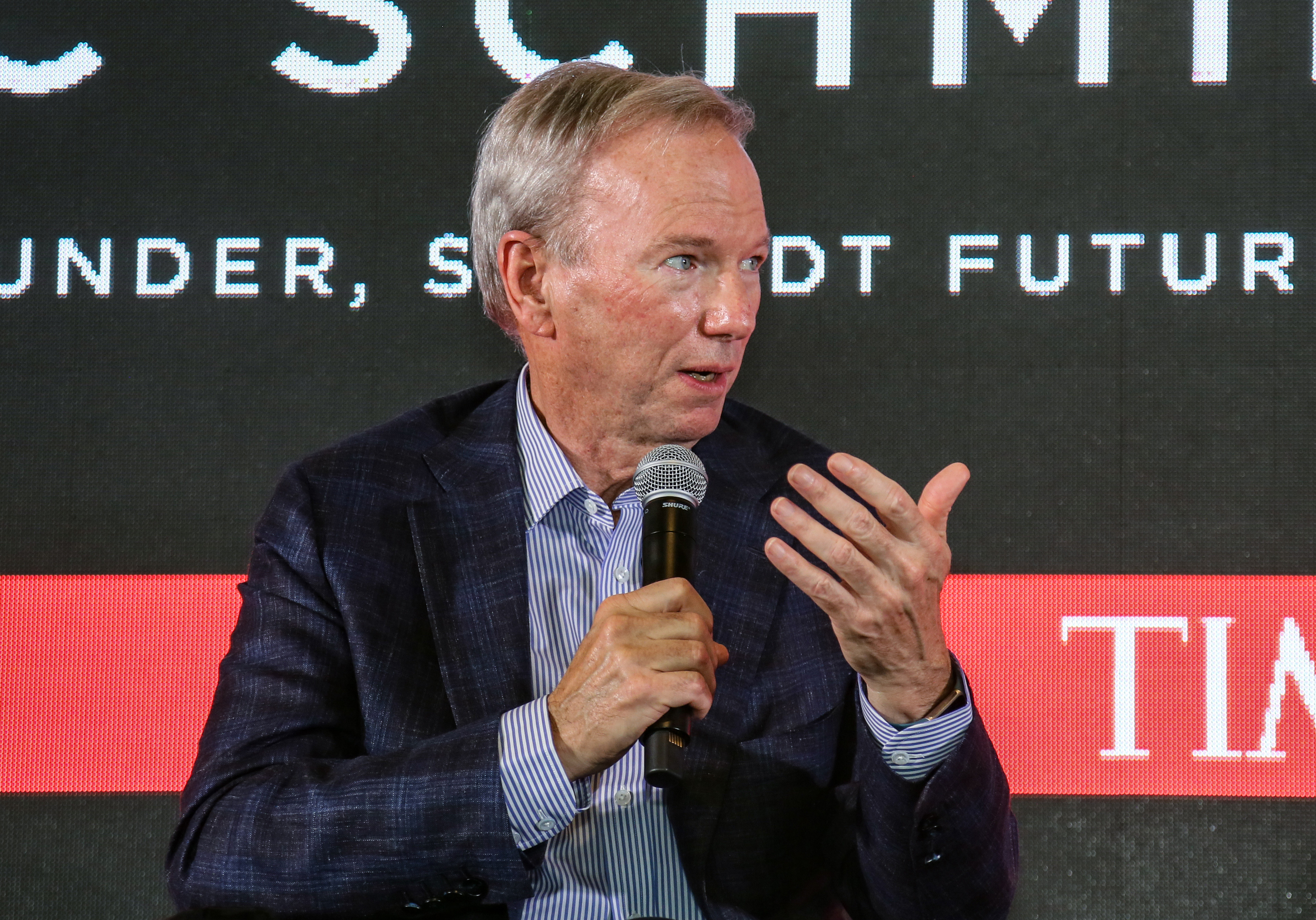 Eric Schmidt, Co-Founder of Schmidt Futures, speaks during the TIME100 Leadership Forum on Oct. 2, 2022 in Singapore. (Ore Huiying—Getty Images for TIME)