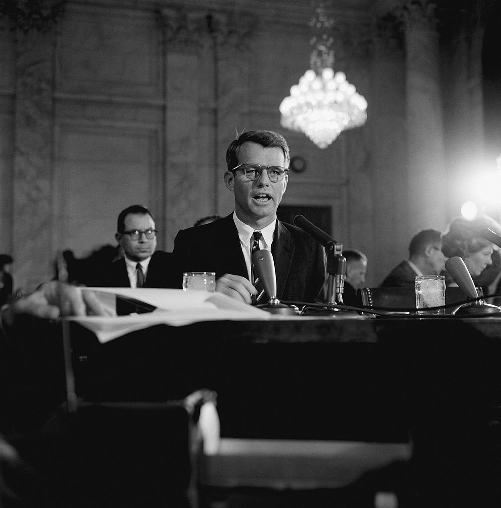 Minister of Justice Robert Kennedy hearing by Senate commission about the organized crime and the Cosa Nostra in United States and Canada in September 30, 1963 in Washington DC, United States. (Keystone-France-Getty Images)