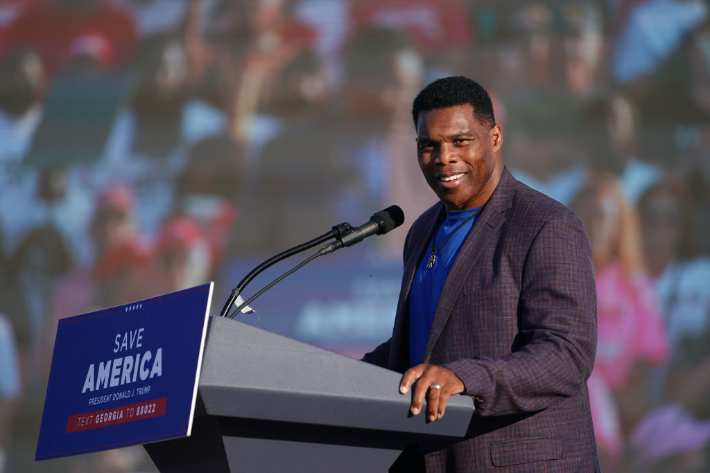 Republican Senate candidate Herschel Walker speaks at a rally featuring former U.S. President Donald Trump on September 25, 2021 in Perry, Georgia. (Sean Rayford—Getty Images)
