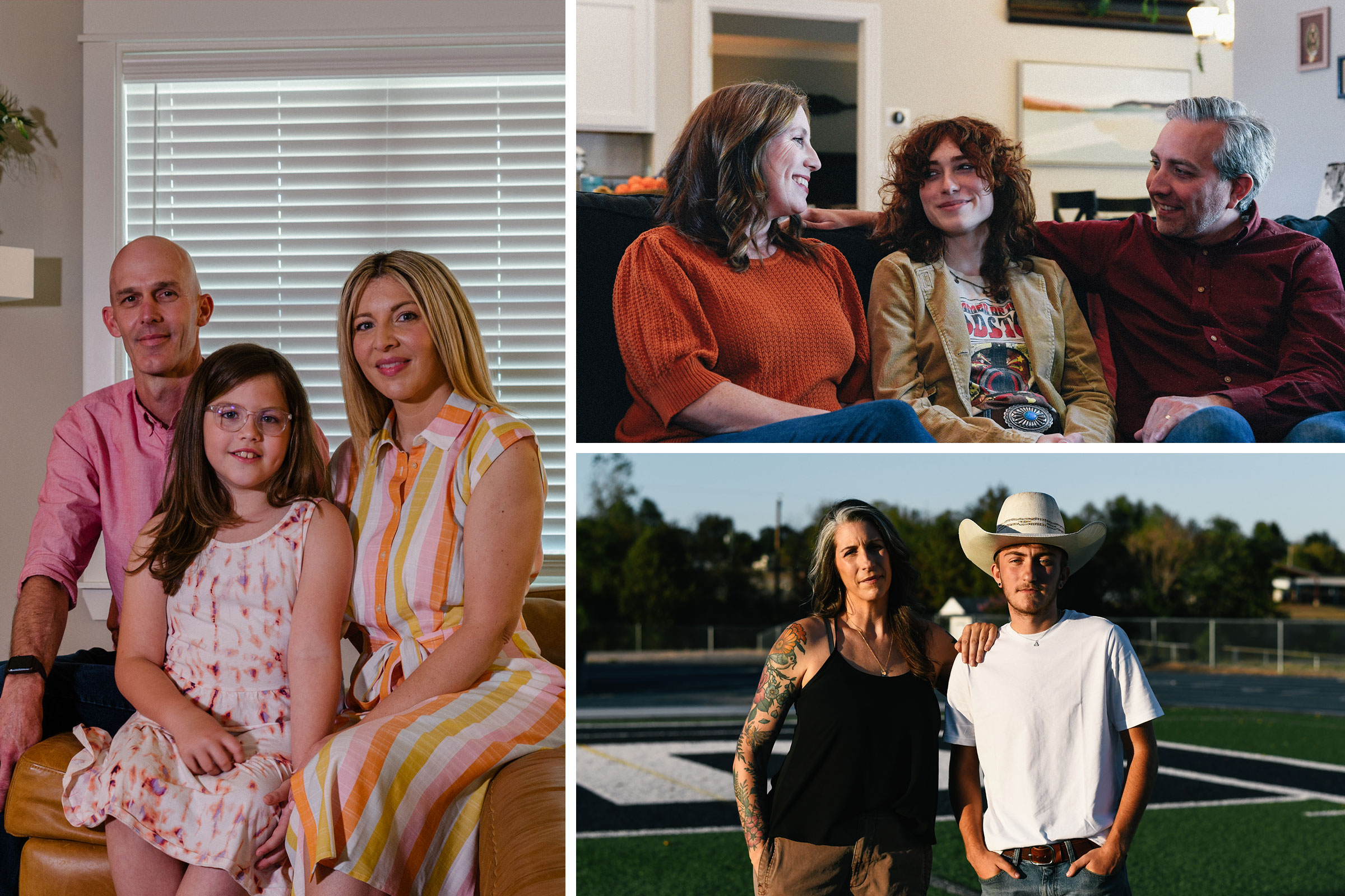 The Dennis family, Jennen family, and Brandt family are among the families of transgender youth who have challenged Arkansas’ ban on gender-affirming care for young people. The trial begins Oct. 17. (Rana Young/ACLU)