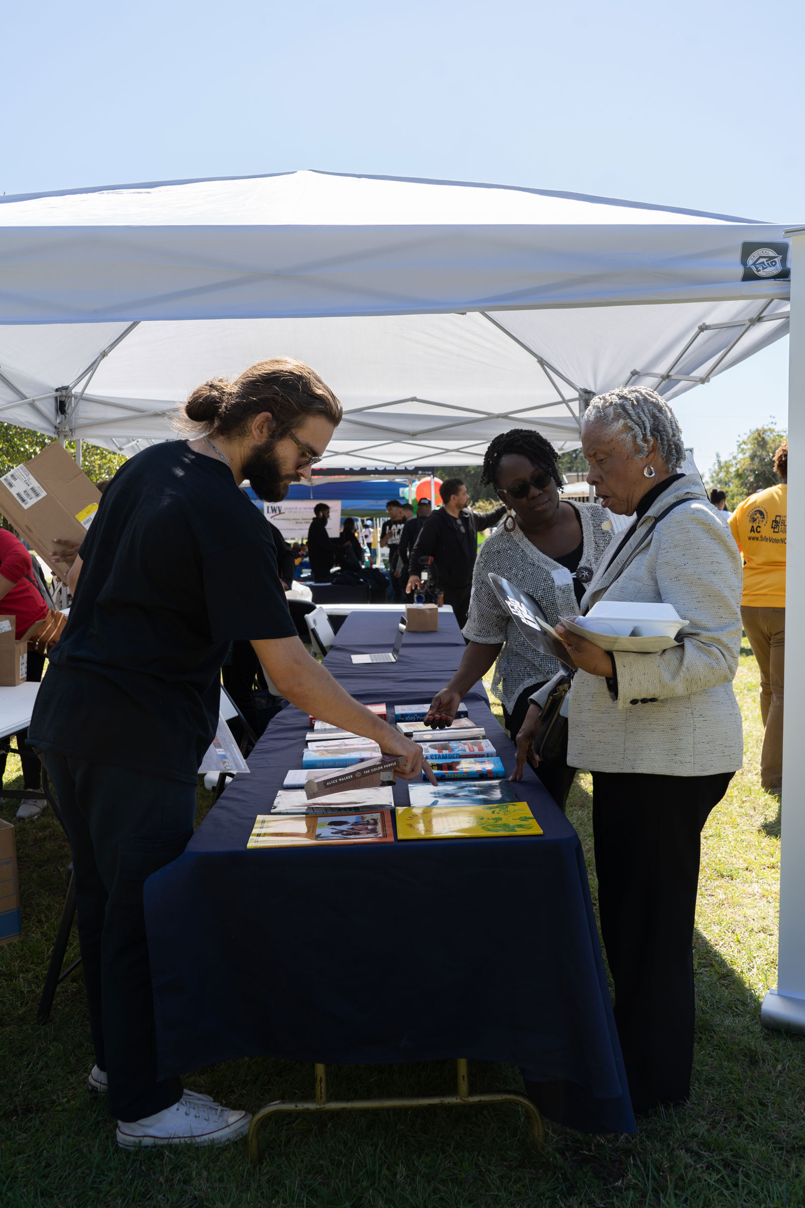 In Jacksonville, organizers registered voters and distributed banned books. (Malcolm Jackson for TIME)