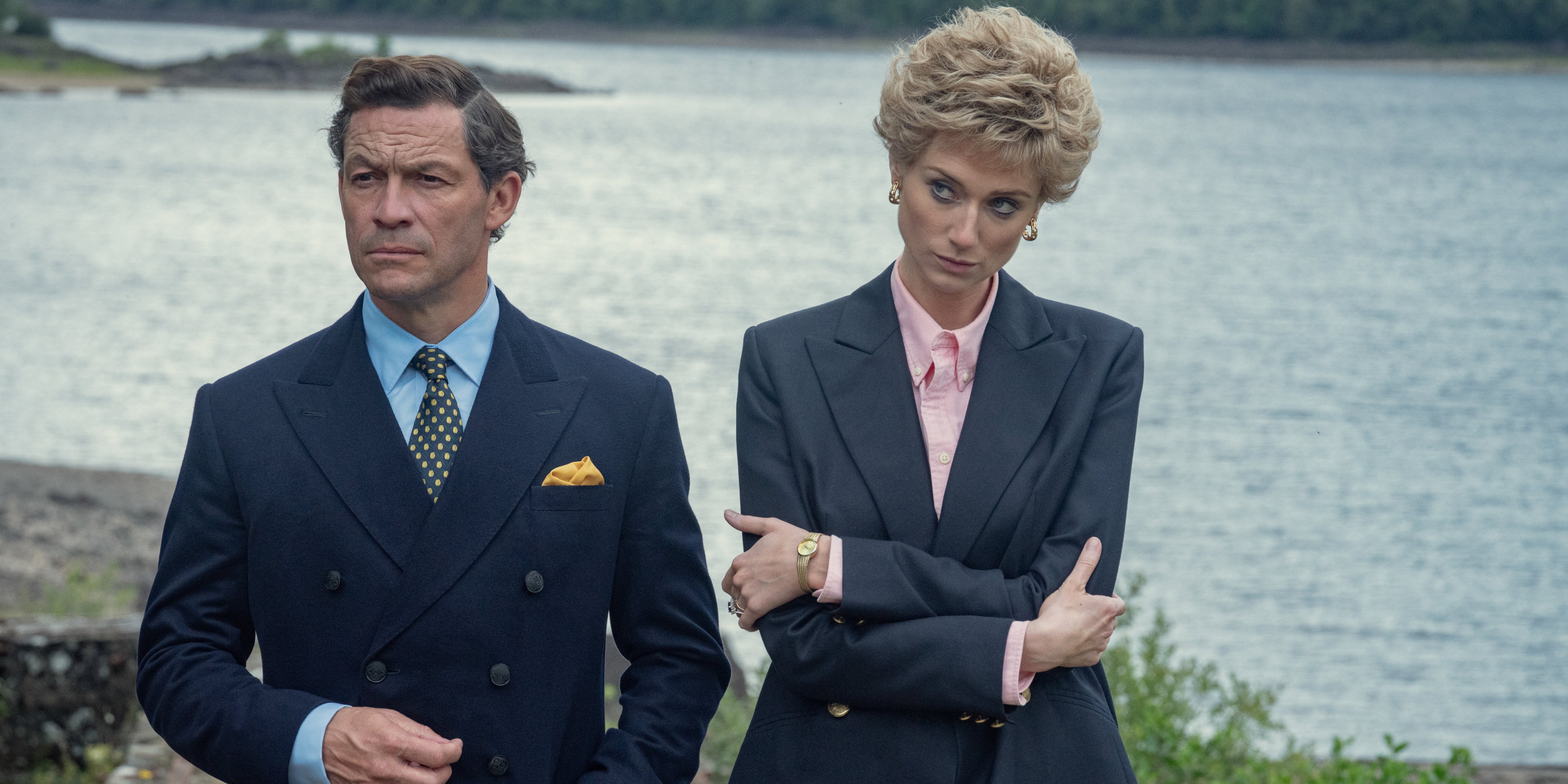 Dominic West as Prince Charles and Elizabeth Debicki as Diana in <i>The Crown</i> (Keith Bernstein—Netflix)