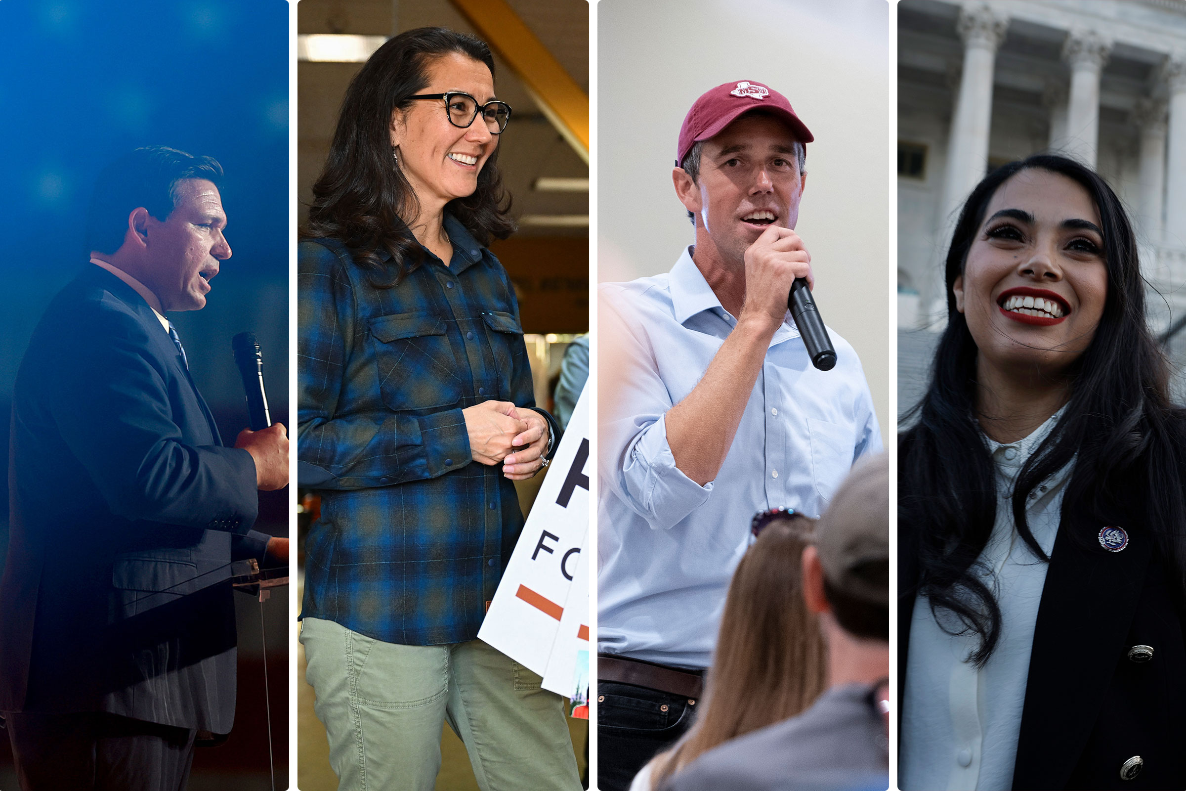 Florida Gov. Ron DeSantis; Rep. Mary Peltola; Texas Democratic gubernatorial candidate Beto O'Rourke; Rep. Mayra Flores (Joe Raedle—Getty Images; Patrick T. Fallon—AFP/Getty Images; Nick Oxford—The Washington Post/Getty Images; Anna Moneymaker—Getty Images)