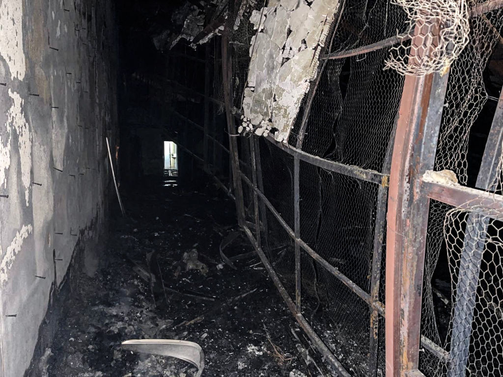 This image obtained from the Iranian news agency IRNA on October 16, 2022, shows damage caused by a fire inside the building of the Evin prison in Tehran, Iran. (AFP—Getty Images)