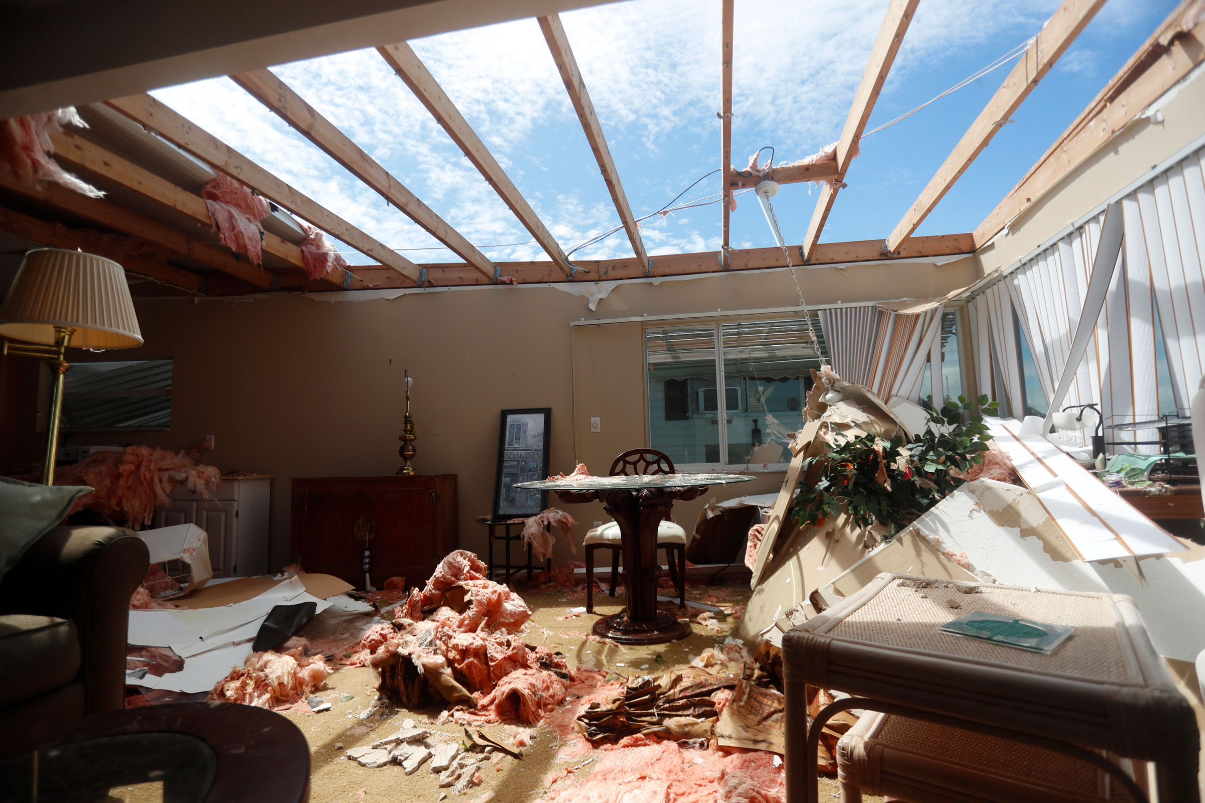 Nancy Young, 90, who lives along in the Harbor Lights community, sustained significant damage to her mobile home caused by Hurricane Ian that ravaged central Florida in Venice, Florida, on Thursday, September 29, 2022. (The Washington Post/Getty)